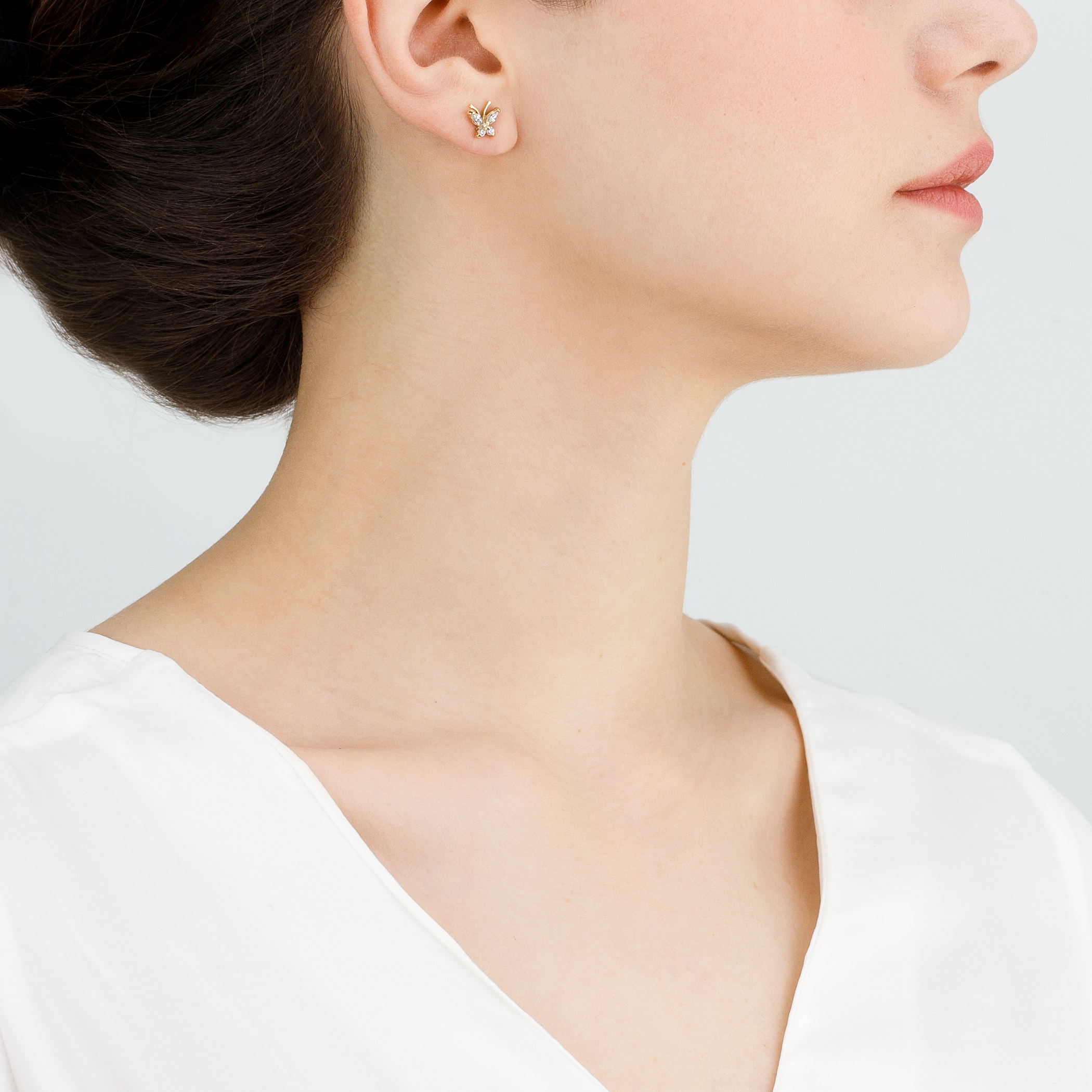 Kolczyki motylki Savicki: złote, cyrkonie - 5