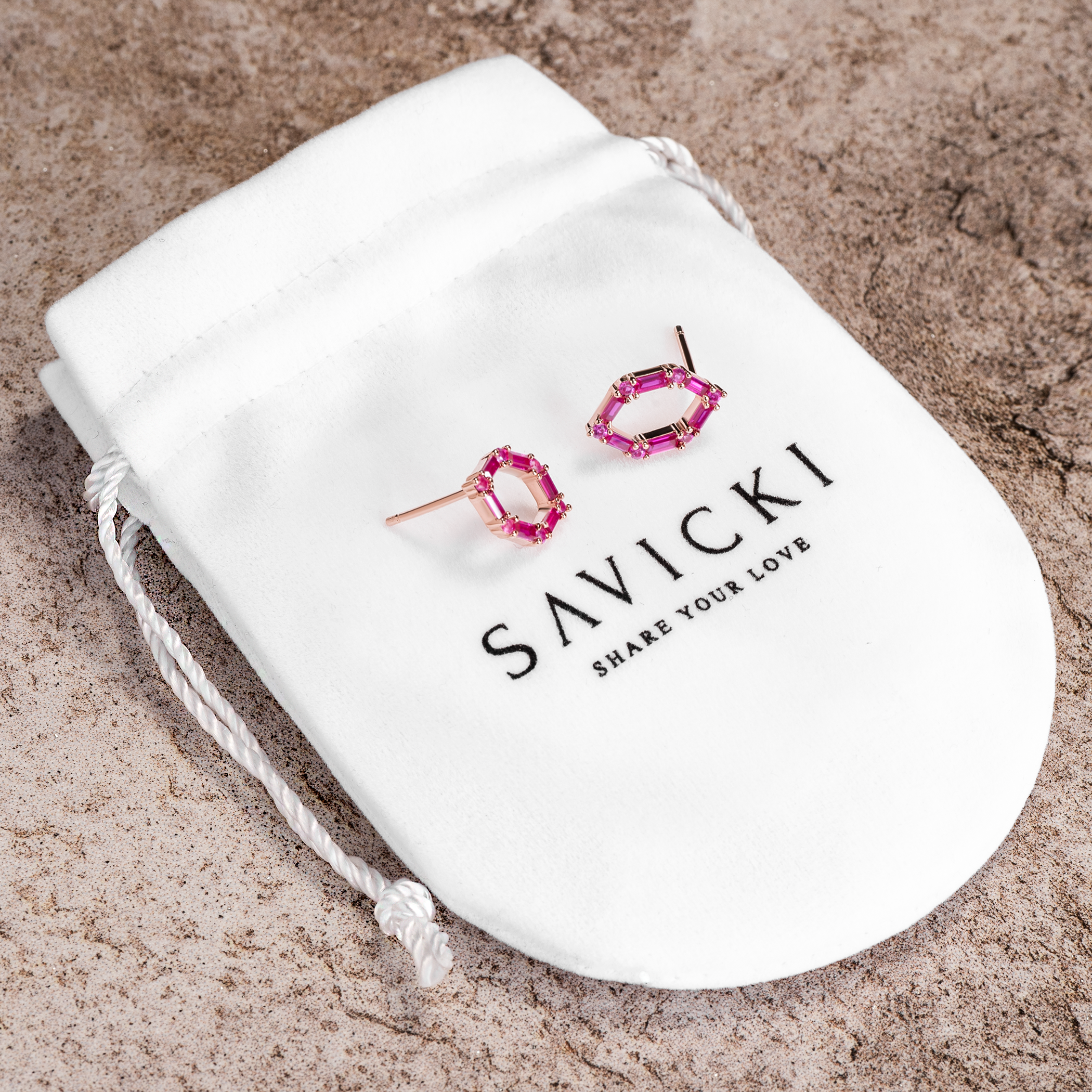 Kolczyki Savicki: srebrne pozłacane, cyrkonie - 3