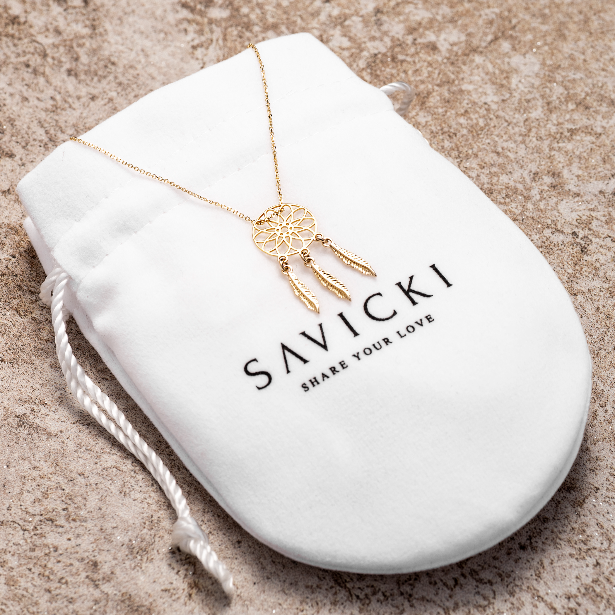 Naszyjnik łapacz snów Savicki: złoty - 4