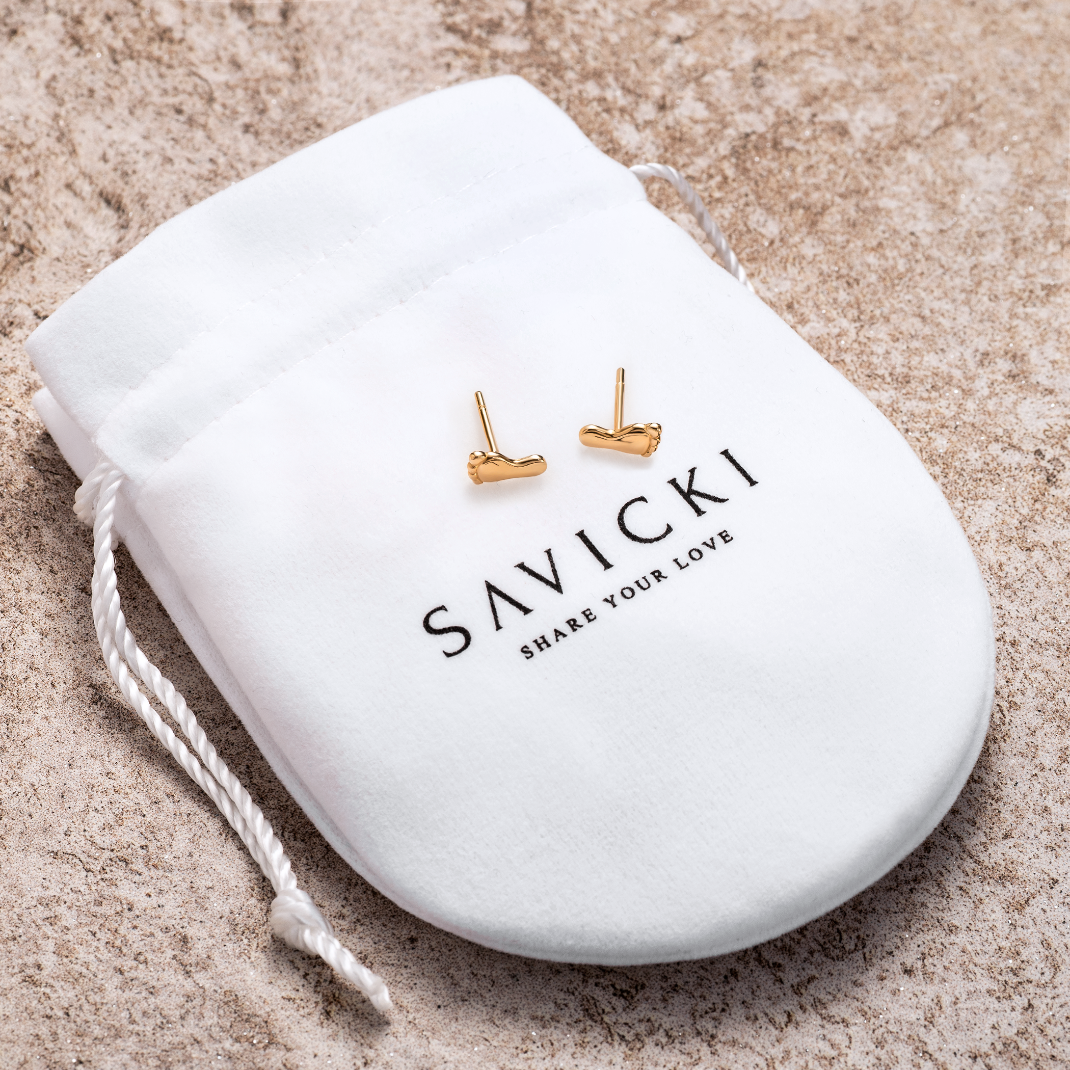 Kolczyki stópki Savicki: złote - 4