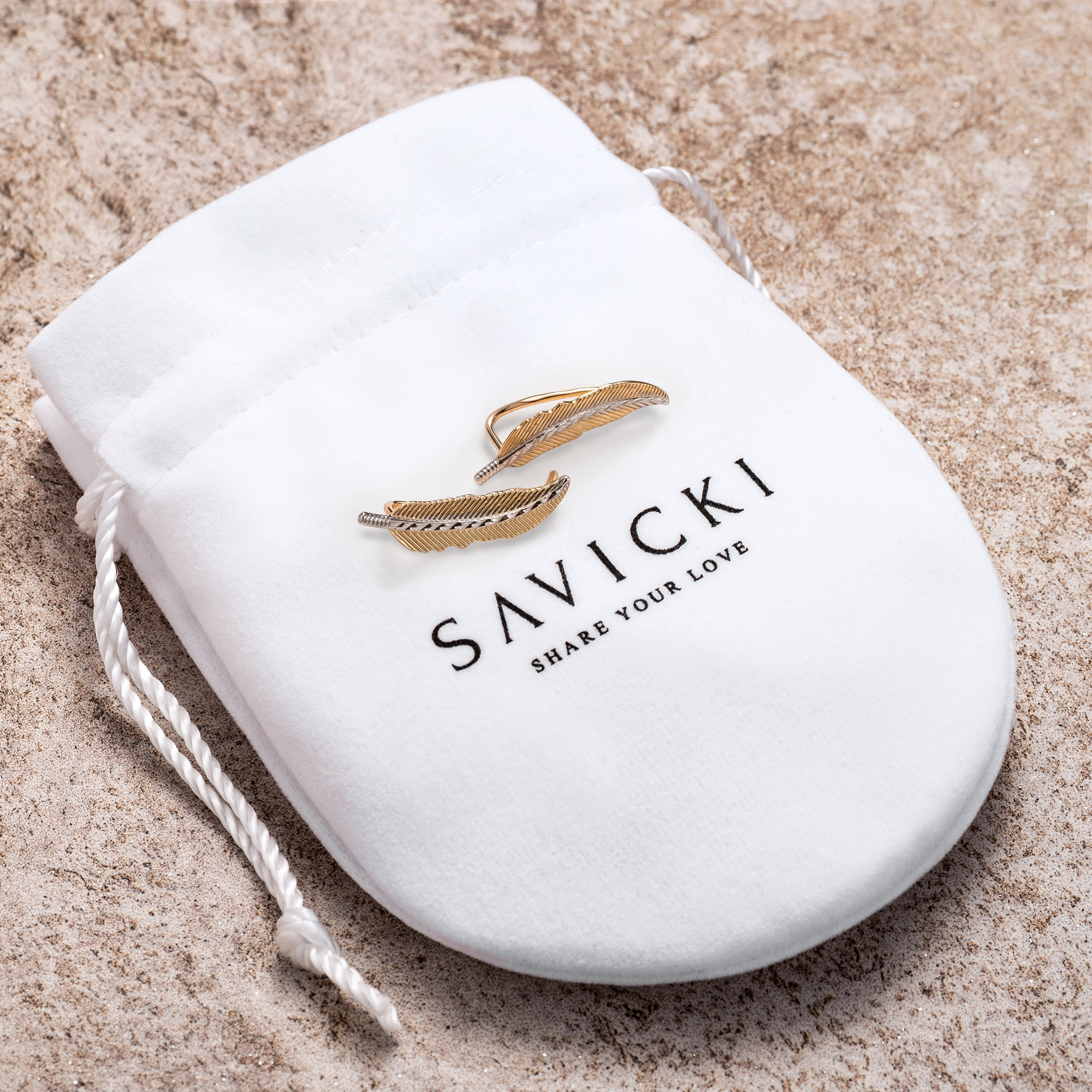 Kolczyki liście Savicki: złote - 4