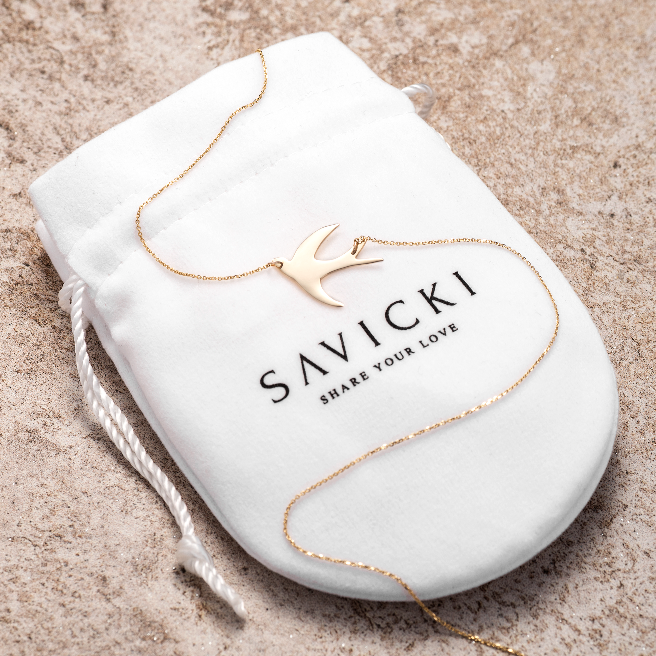 Naszyjnik jaskółka Savicki: złoty - 4