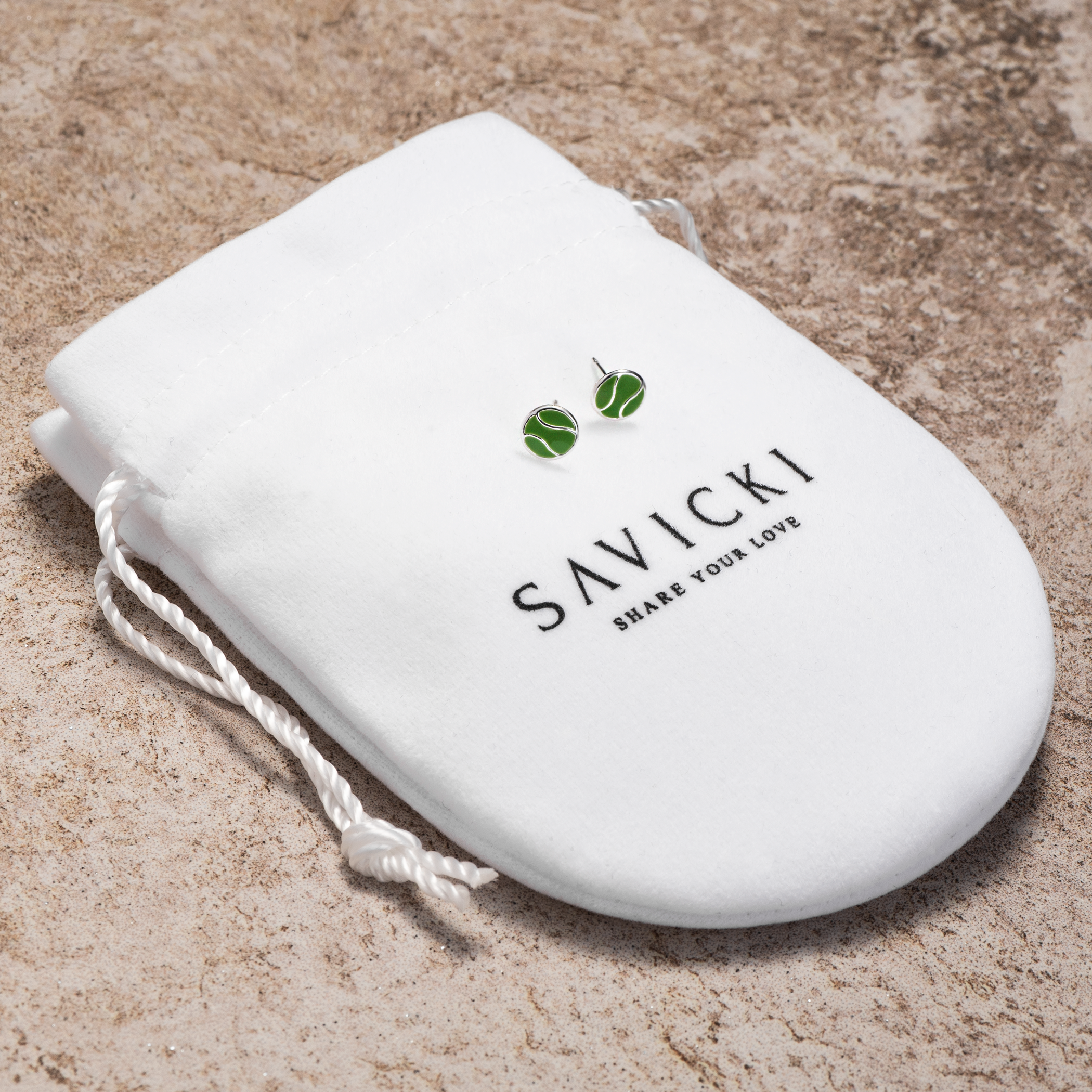 Kolczyki piłka tenisowa Savicki: srebrne - 3