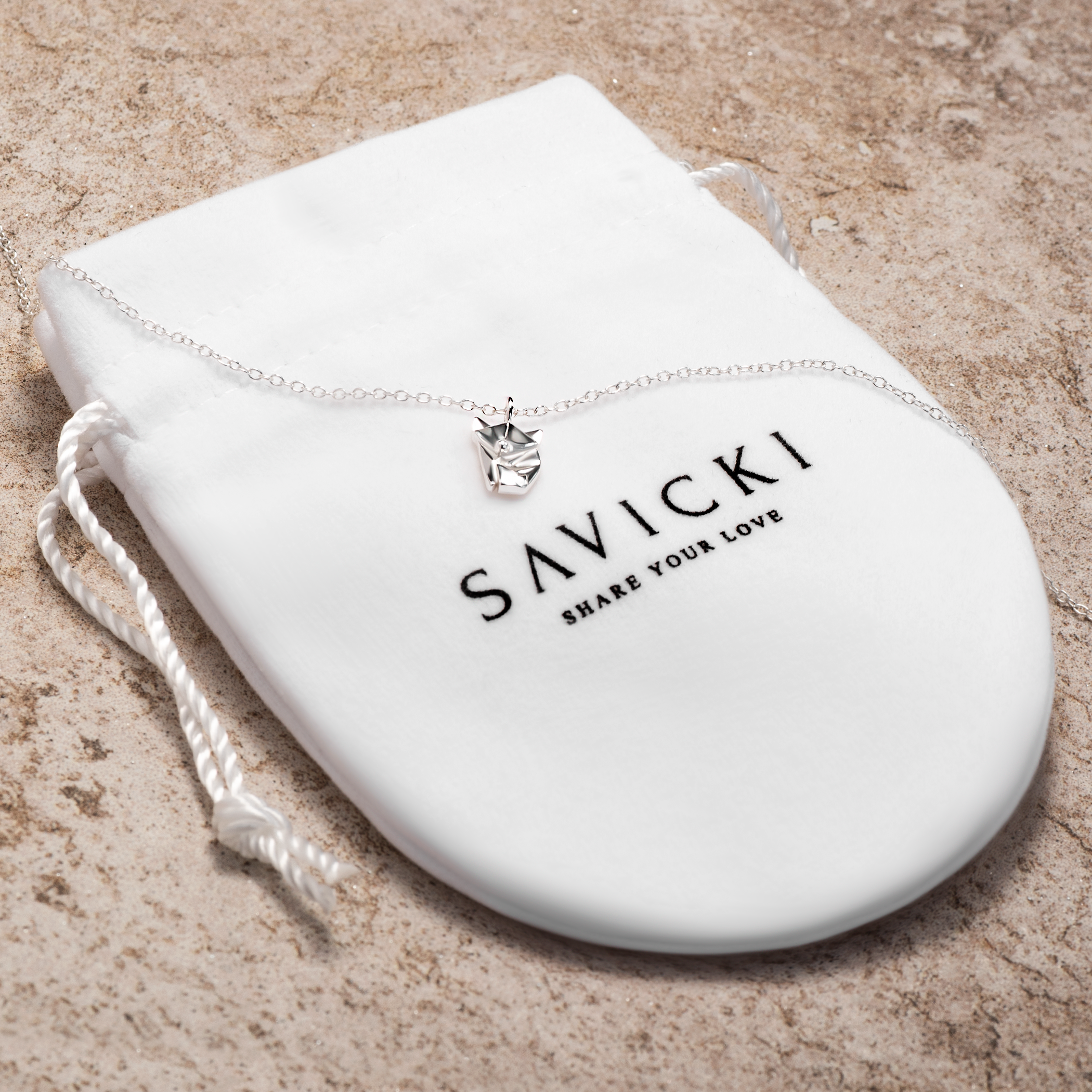 Naszyjnik origami lis Savicki: srebrny - 3