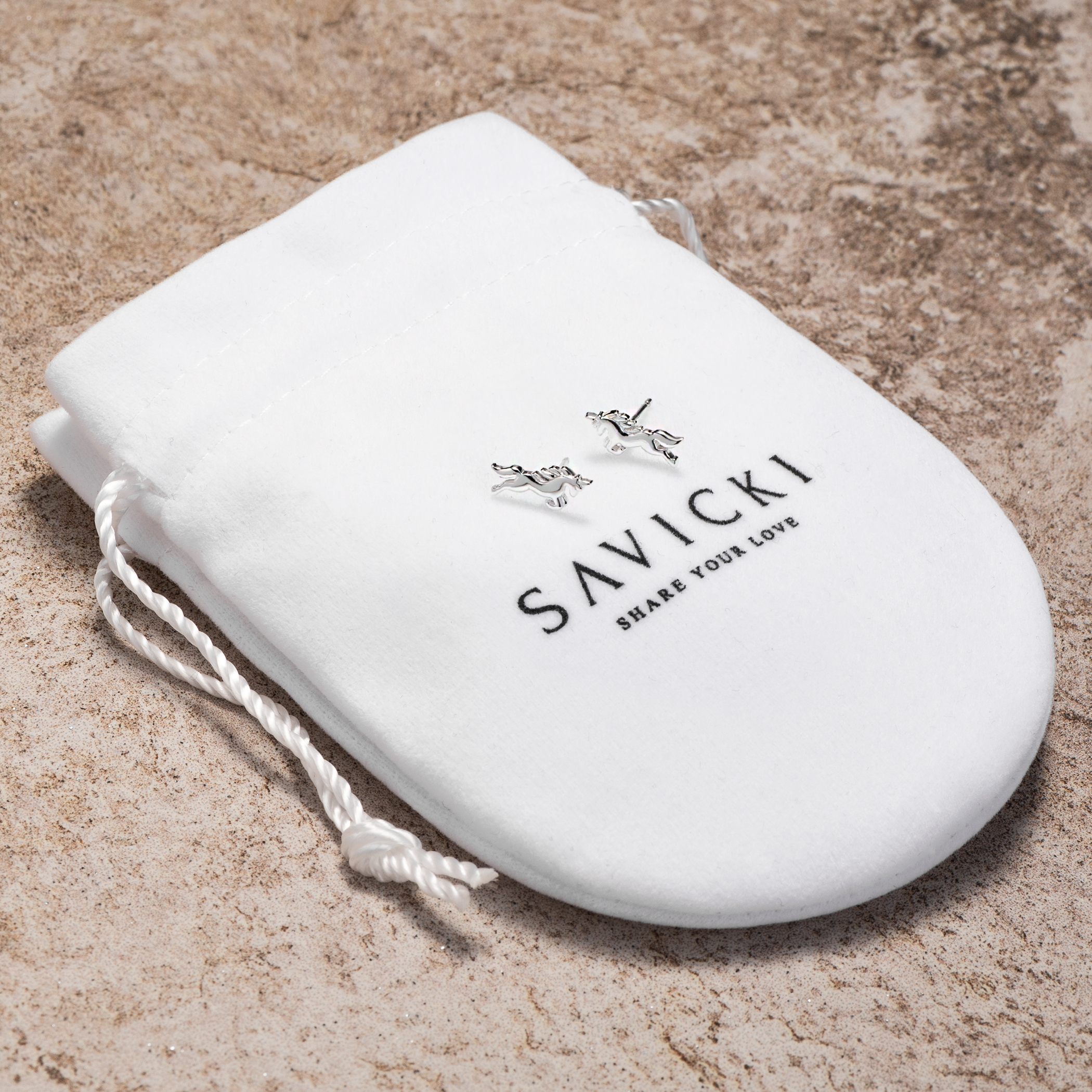 Kolczyki jednorożec Savicki: srebrne