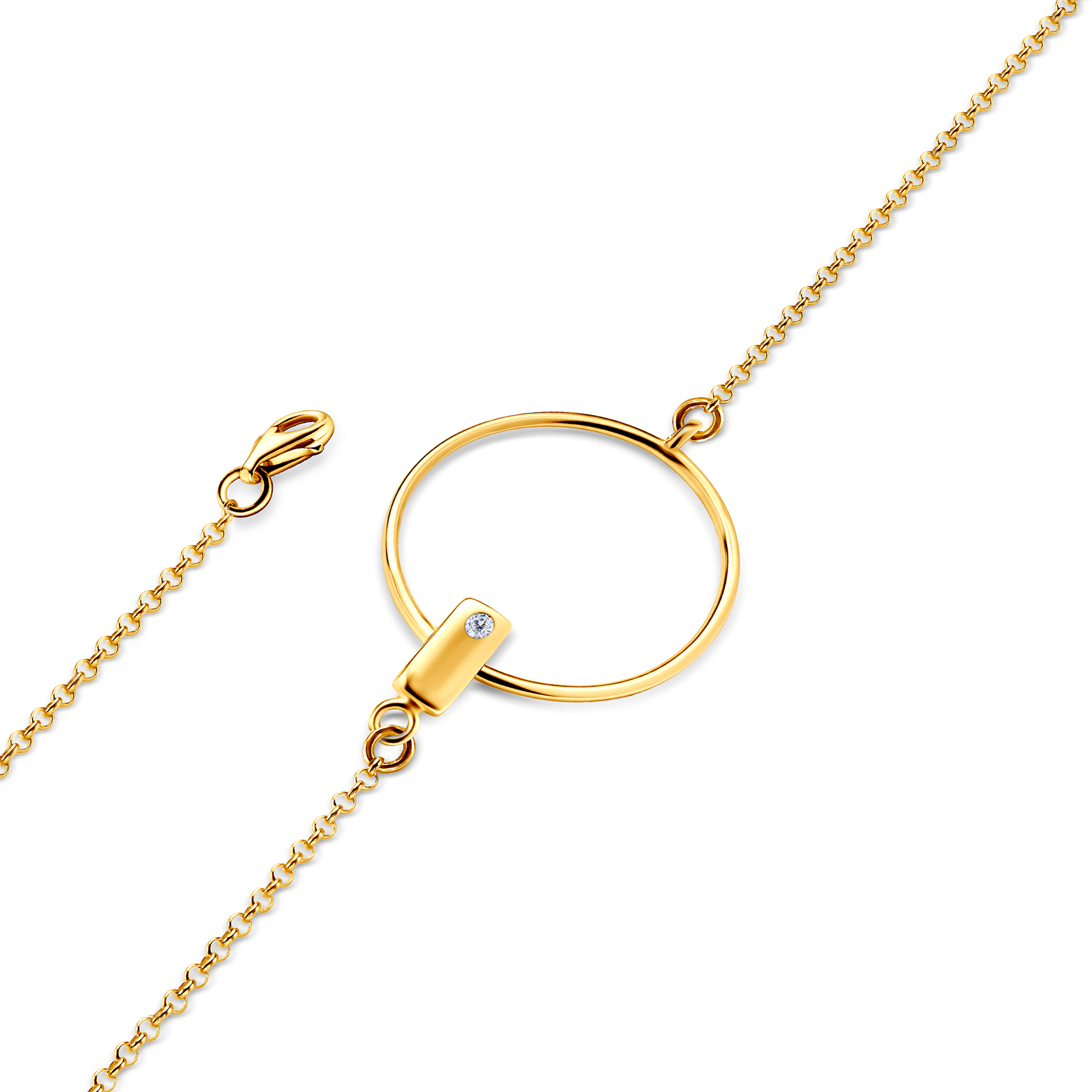 Bransoletka koło Savicki: srebrna pozłacana, cyrkonia - 3