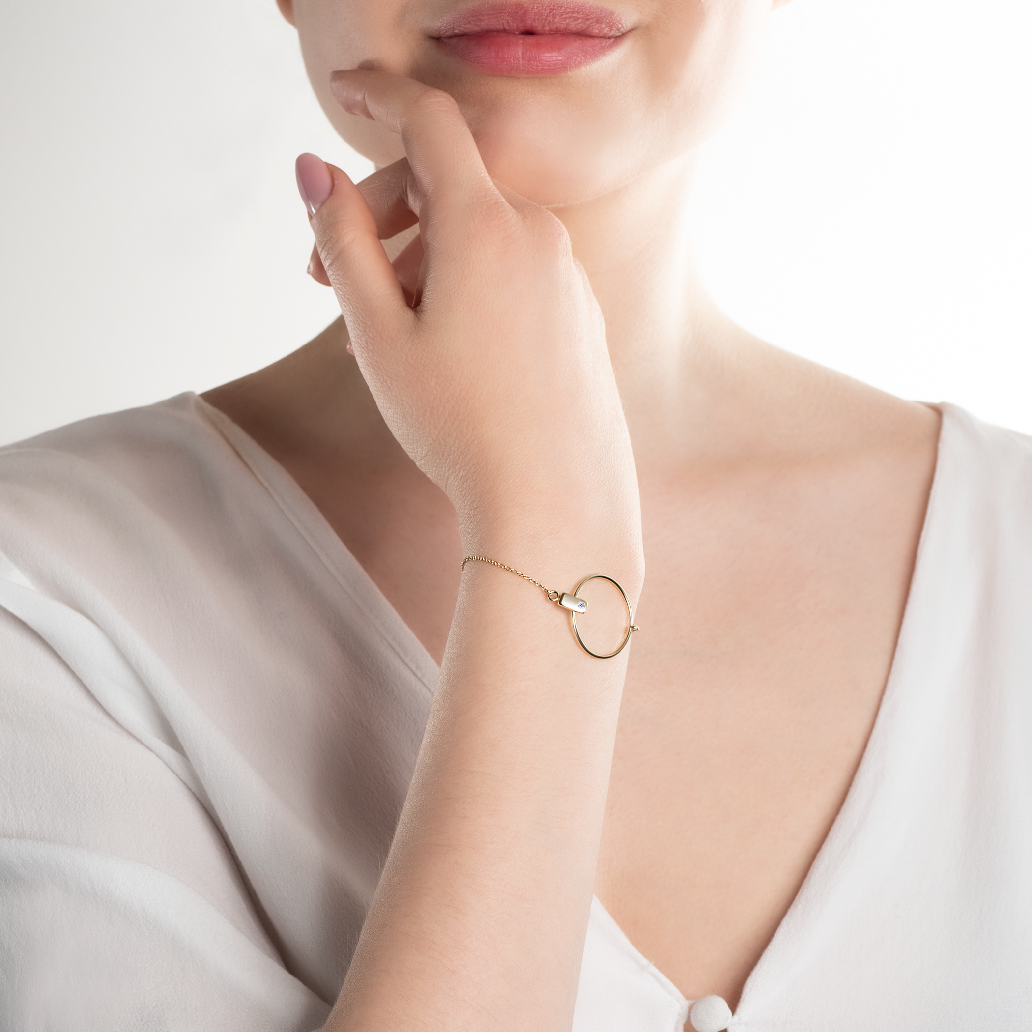 Bransoletka koło Savicki: srebrna pozłacana, cyrkonia - 5