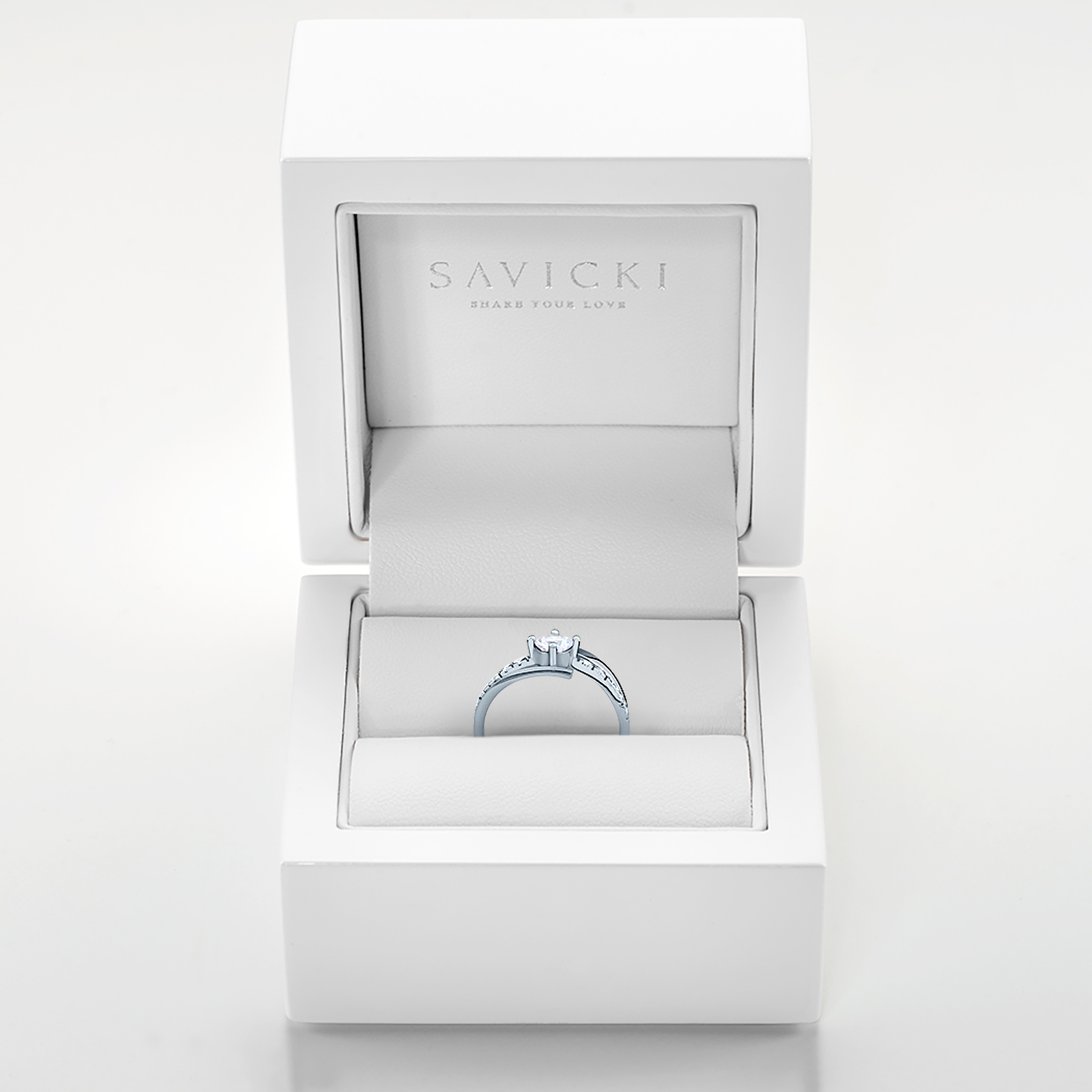 Pierścionek SAVICKI: białe złoto, diamenty