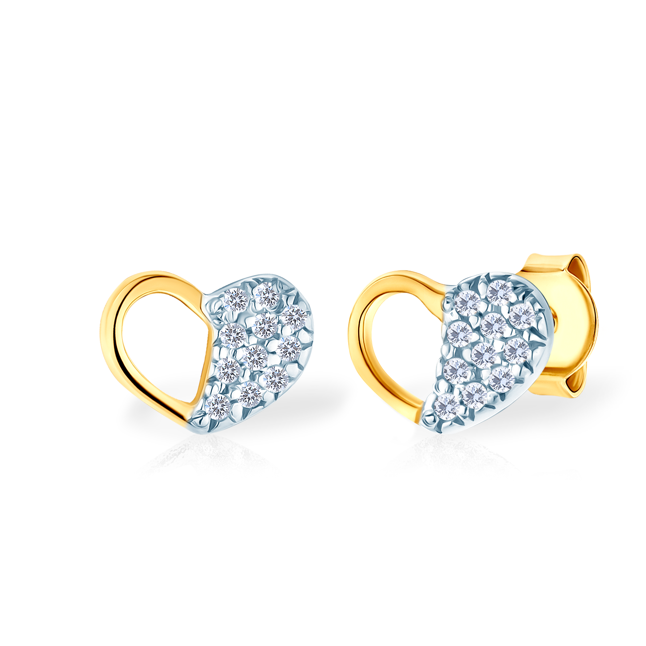 Earrings Heart Savicki: gold, cubic zirconia