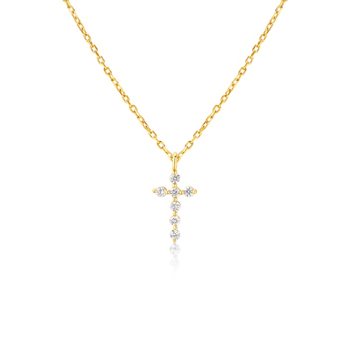 Necklace With Cross Savicki: gold, diamonds