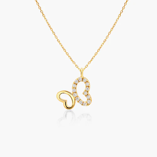 Naszyjnik motyl złoty 585 z białymi diamentami 0.08ct 43 cm