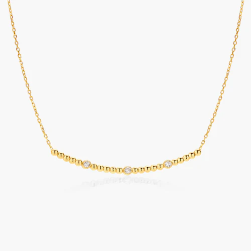 Naszyjnik złoty 585 z białymi diamentami 0.08ct 47 cm