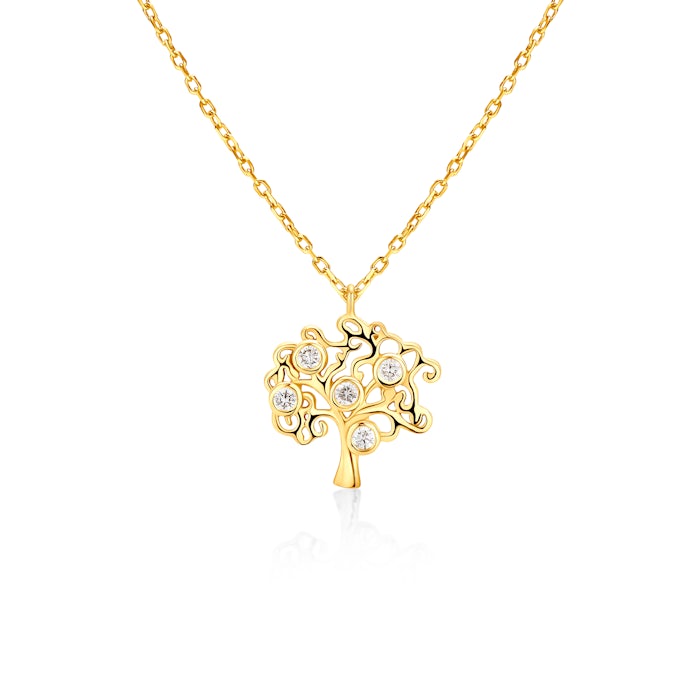 Náhrdelník strom života SAVICKI: žluté zlato, diamanty