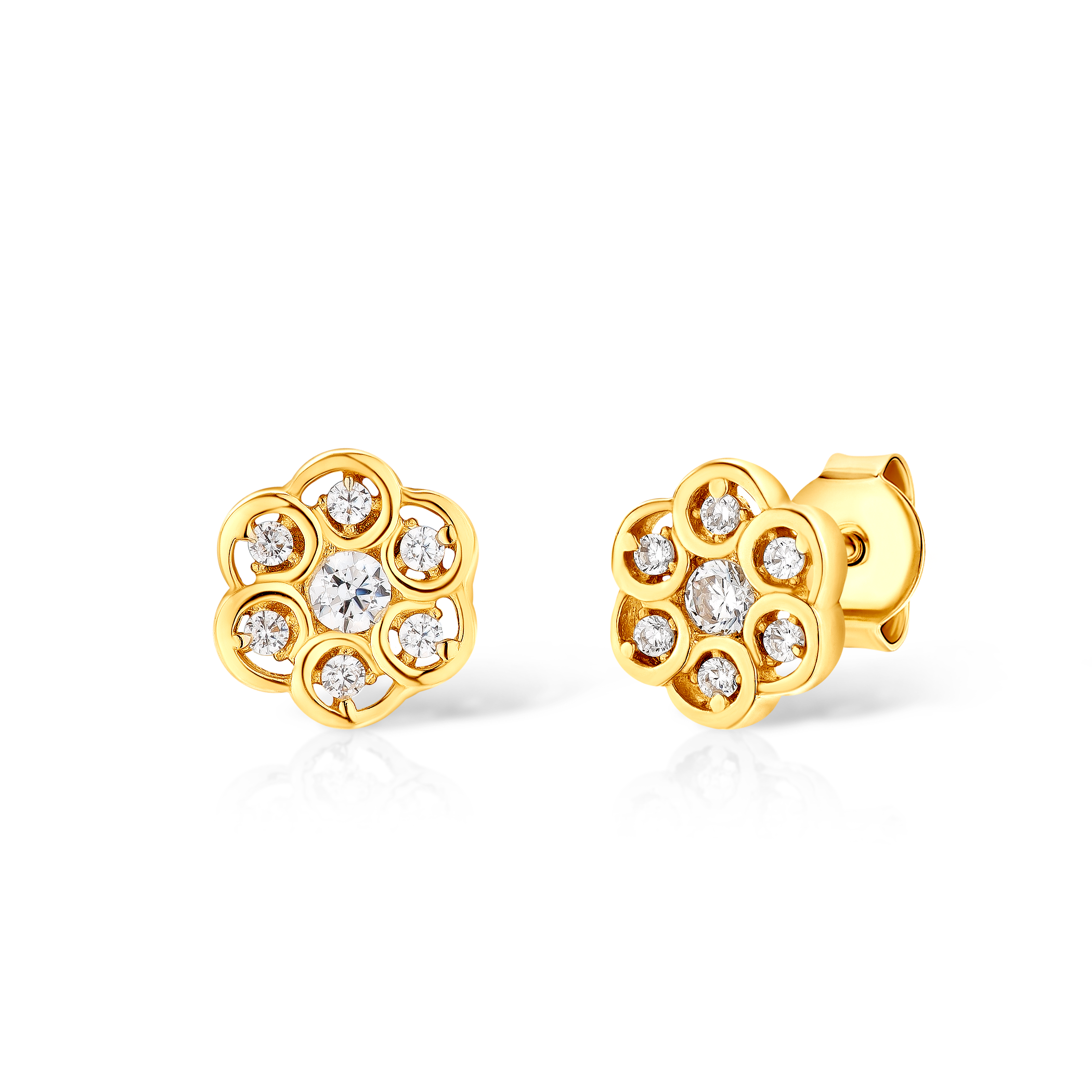 Náušnice SAVICKI: žluté zlato, zirkony