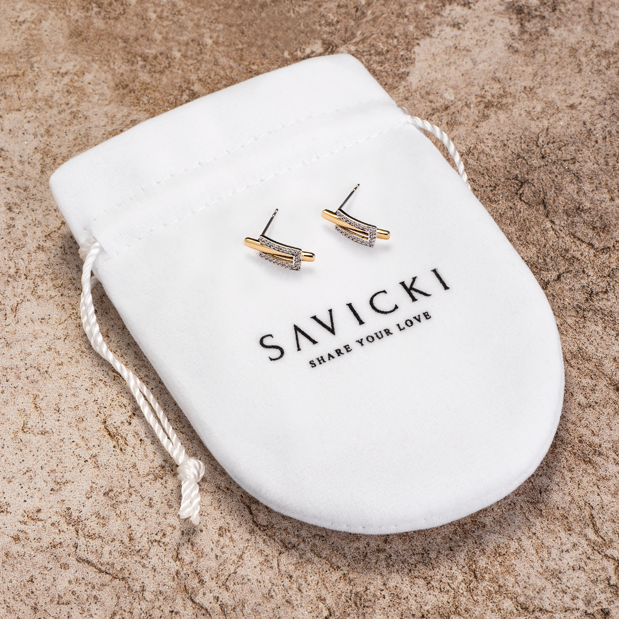 Kolczyki Savicki: dwukolorowe złoto, diamenty - 3