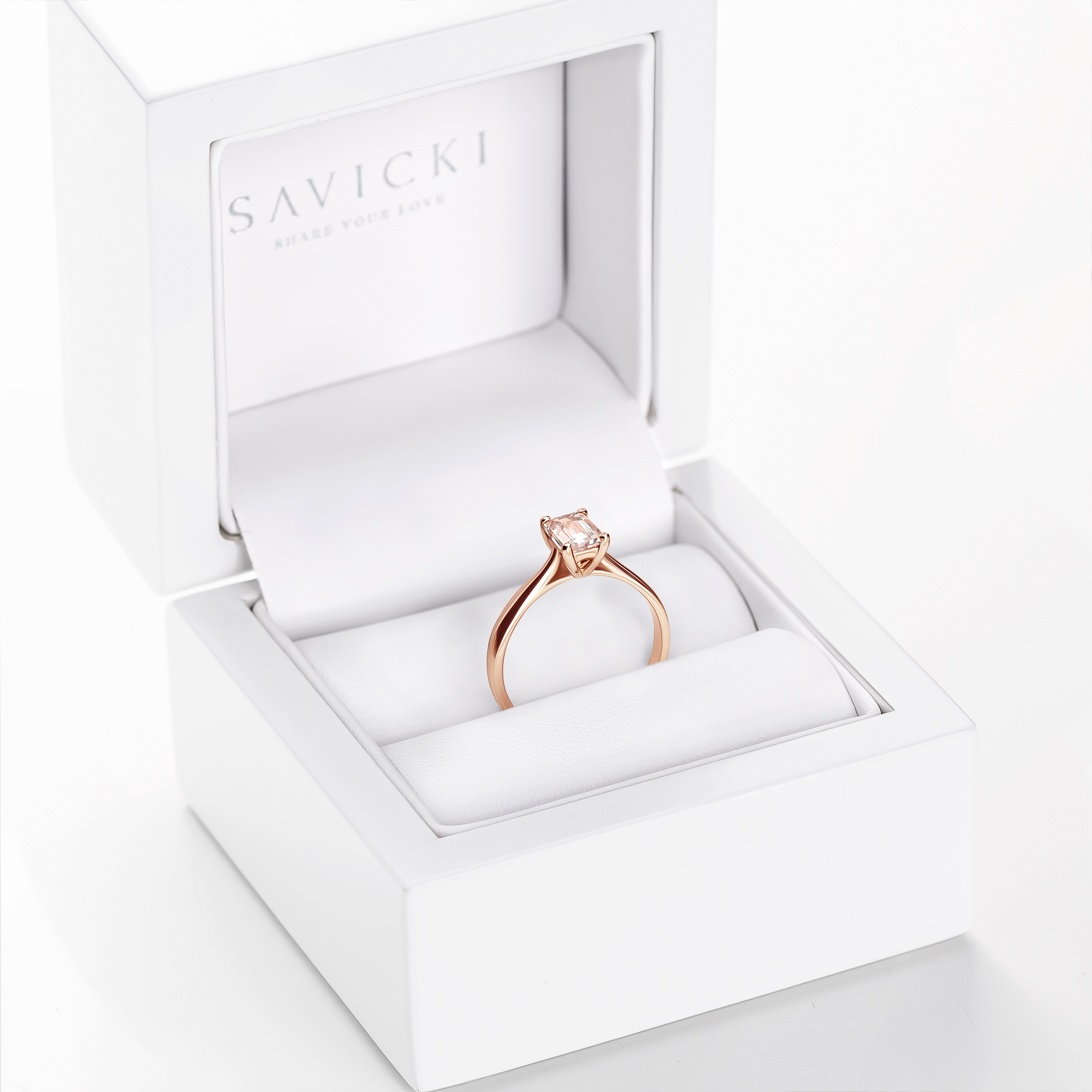 Pierścionek zaręczynowy SAVICKI: różowe złoto, morganit