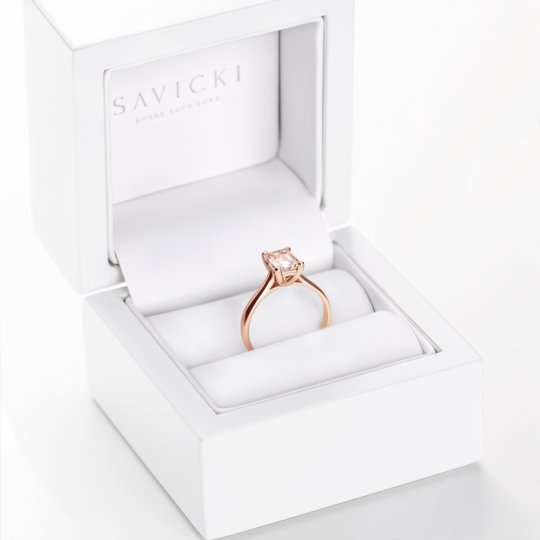 Pierścionek zaręczynowy SAVICKI: różowe złoto, morganit