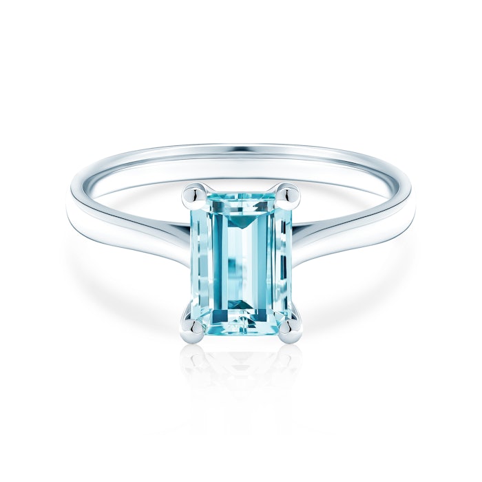 Zásnubní prsten: bílé zlato, akvamarín