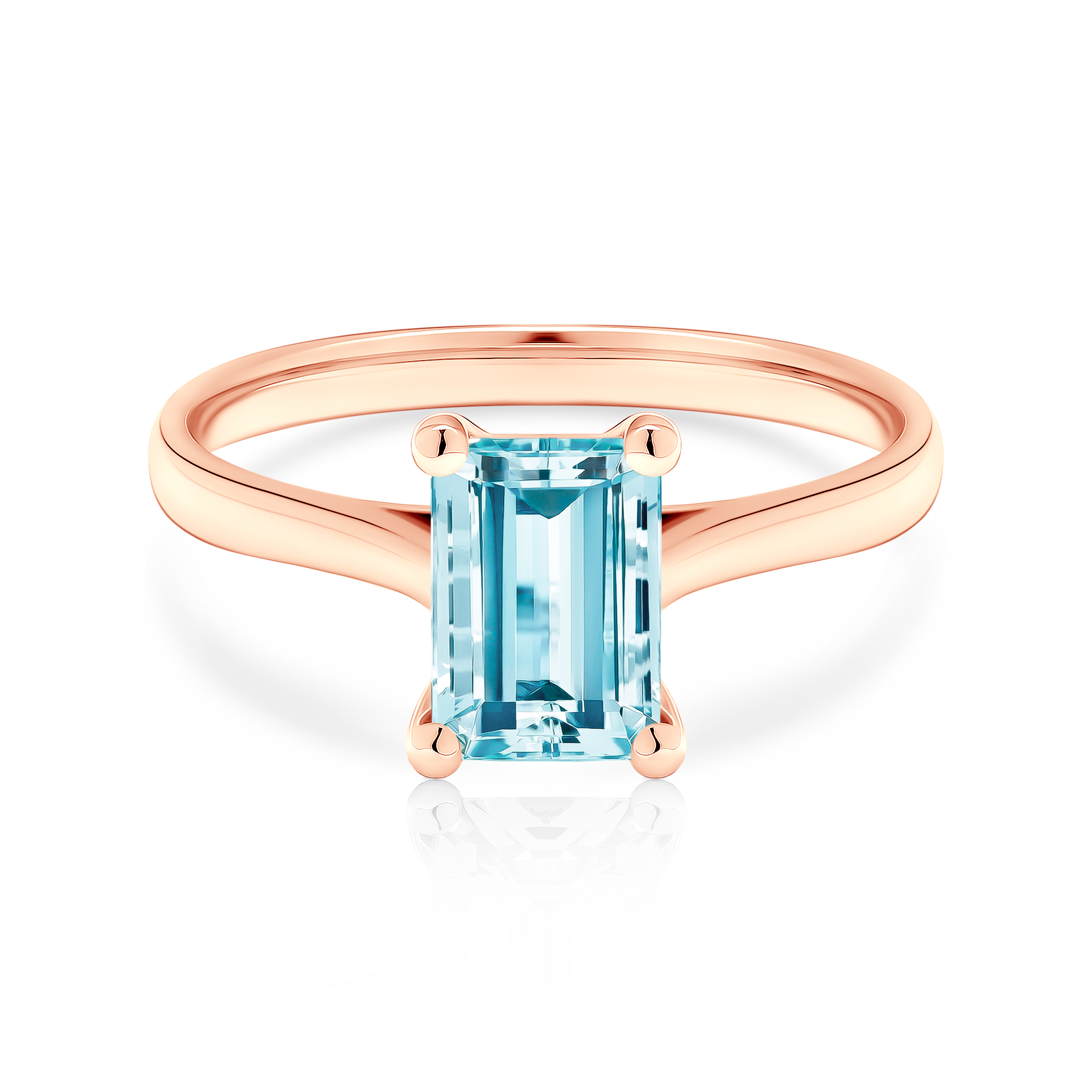 Pierścionek zaręczynowy SAVICKI: różowe złoto, akwamaryn