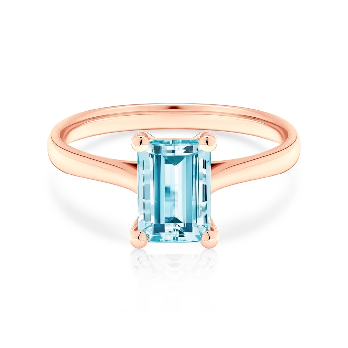 Zásnubní prsten: růžové zlato, akvamarín