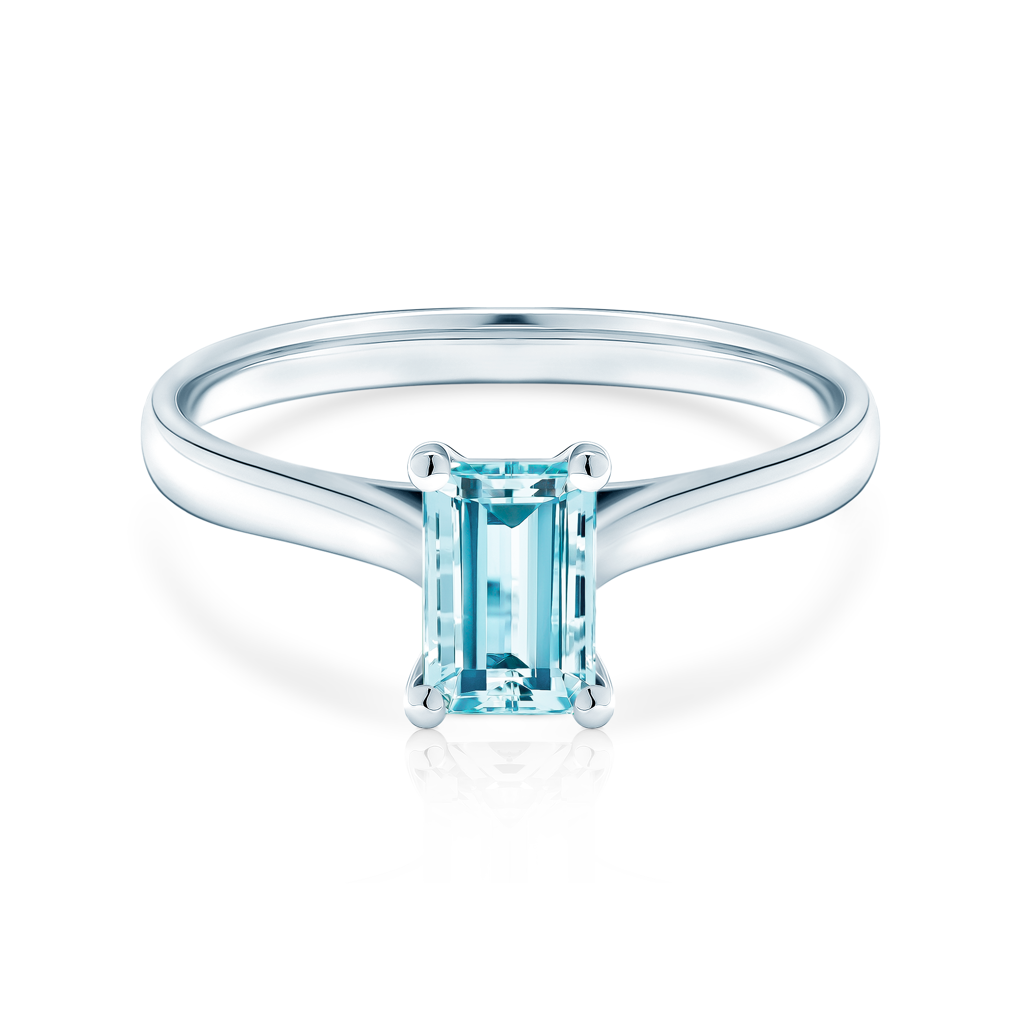 Pierścionek zaręczynowy SAVICKI: białe złoto, akwamaryn