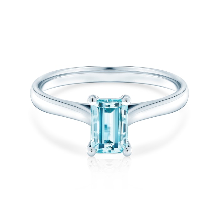 Zásnubní prsten: bílé zlato, akvamarín