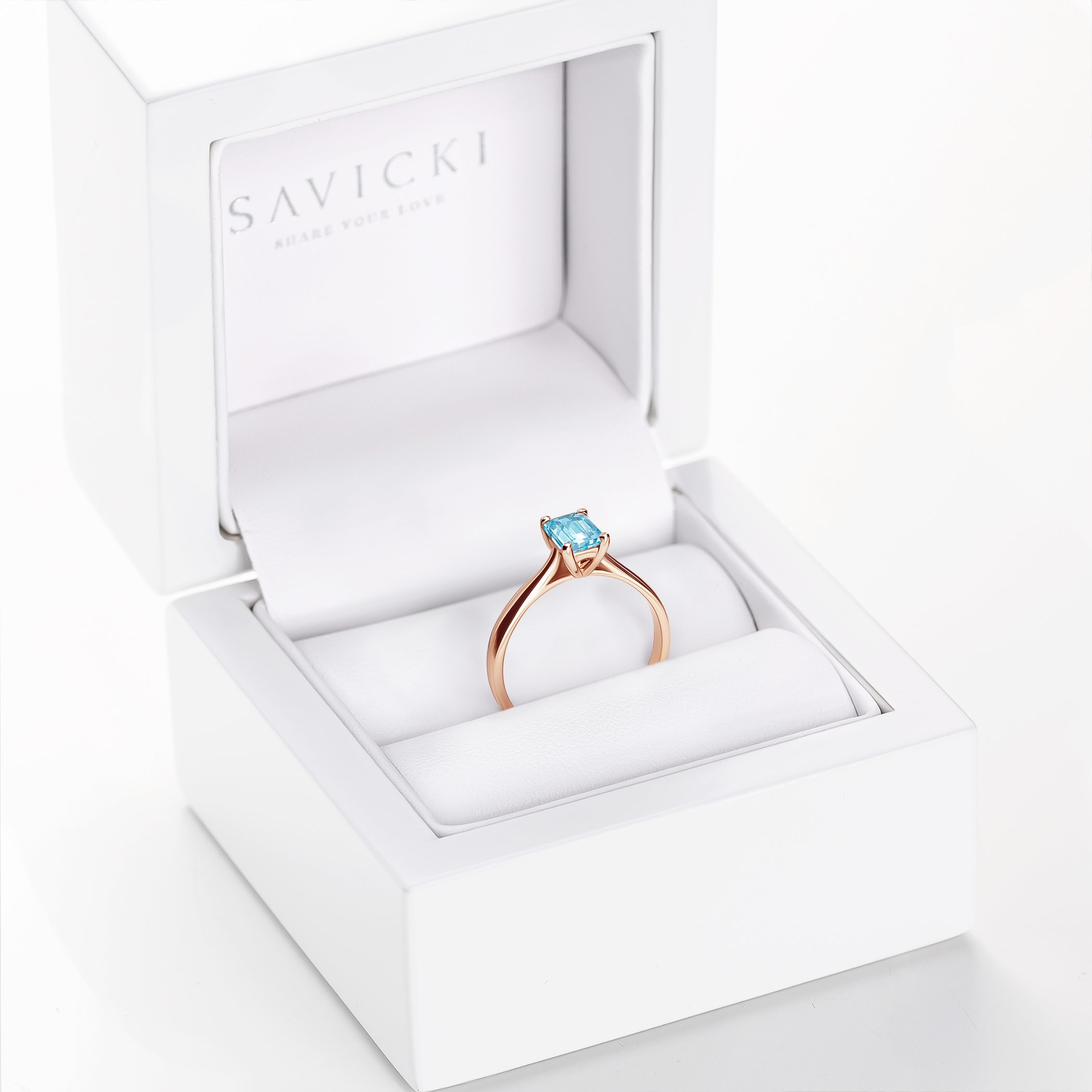 Verlobungsring SAVICKI: Roségold, Aquamarin