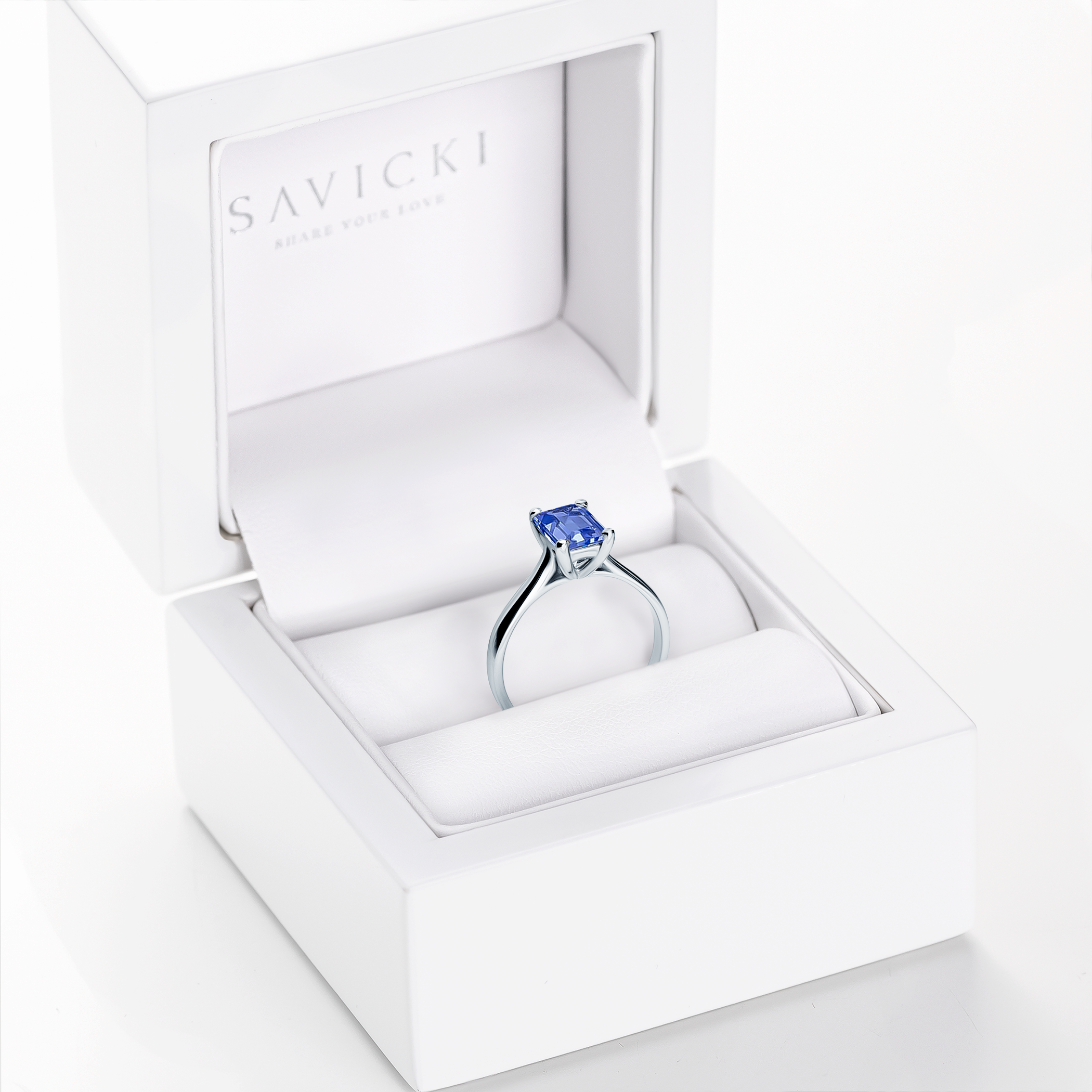 Verlobungsring SAVICKI: Weißgold, Tansanit