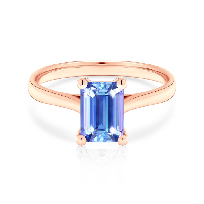 Pierścionek zaręczynowy SAVICKI: różowe złoto, tanzanit