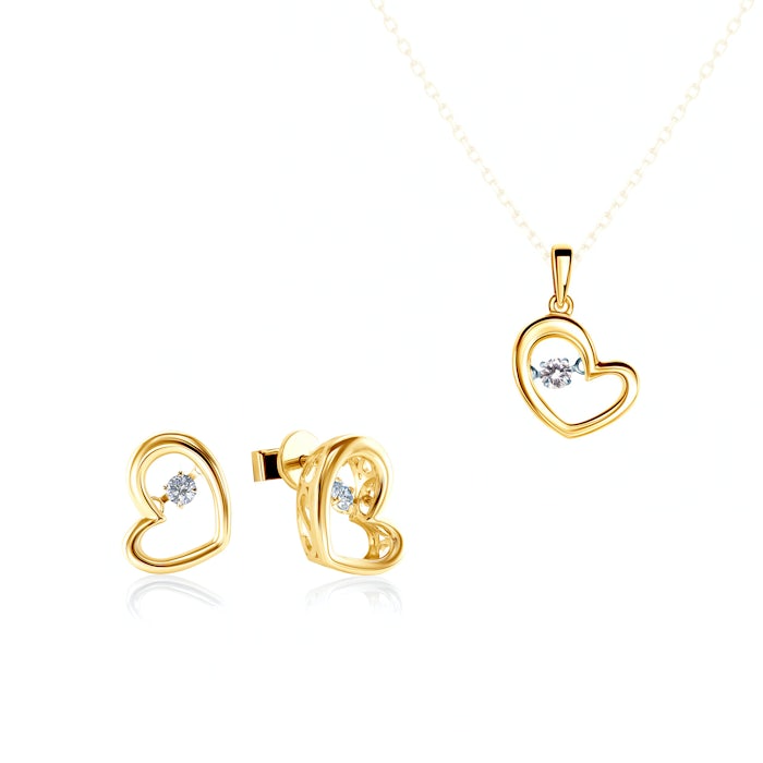 Sada šperků srdce SAVICKI: žluté zlato, diamanty