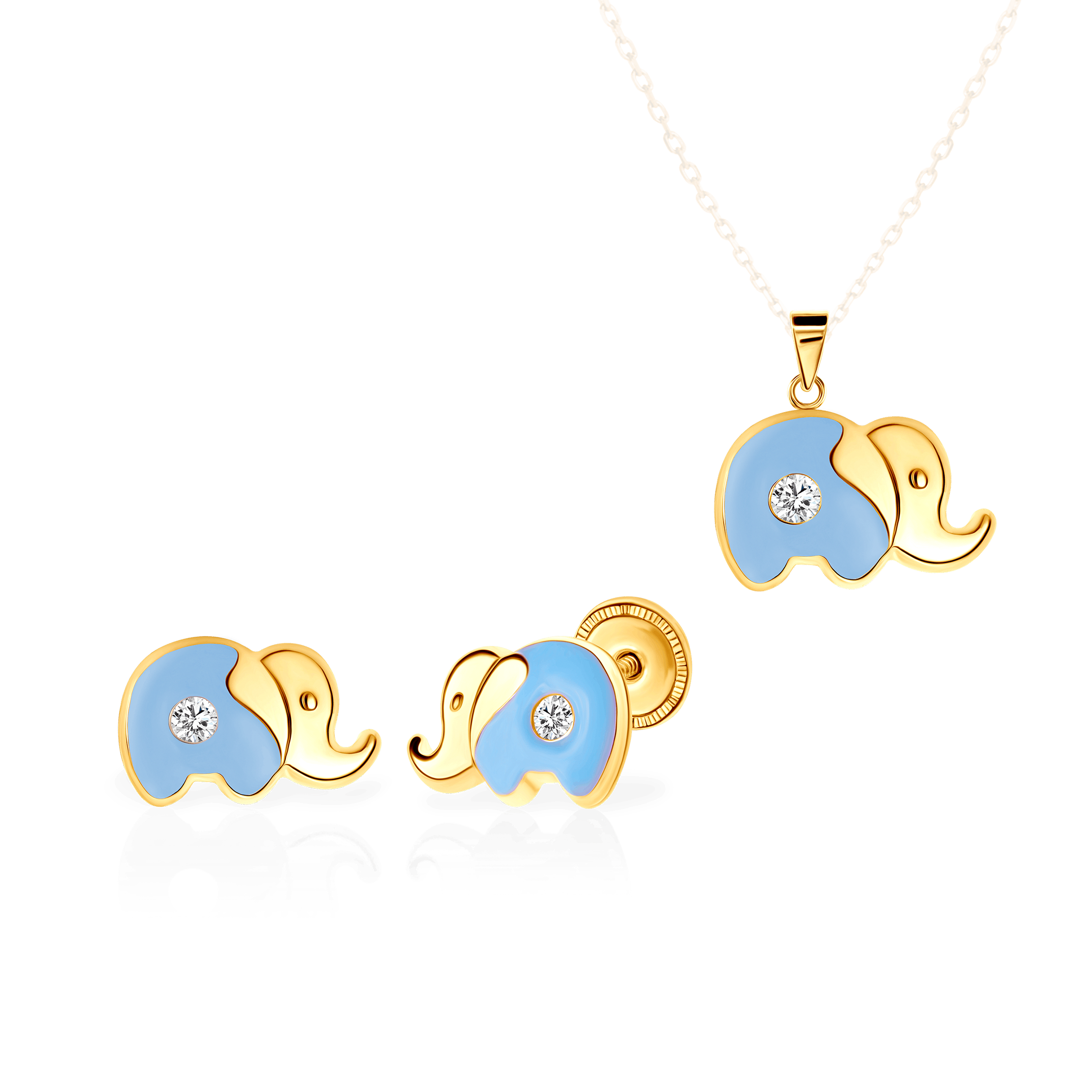 Komplet biżuterii Animals: złoto, cyrkonie