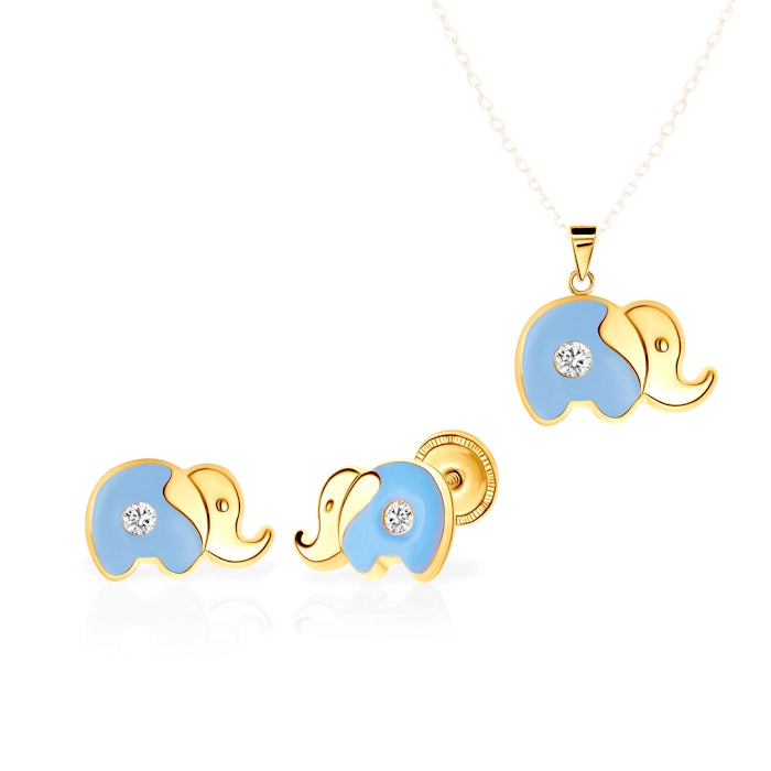 Komplet biżuterii Animals: złoto, cyrkonie