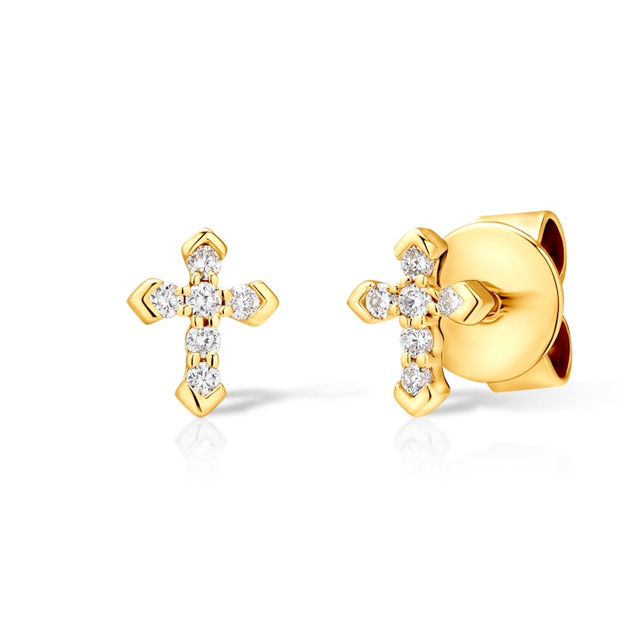 Kolczyki krzyżyki Savicki: złote, diamenty