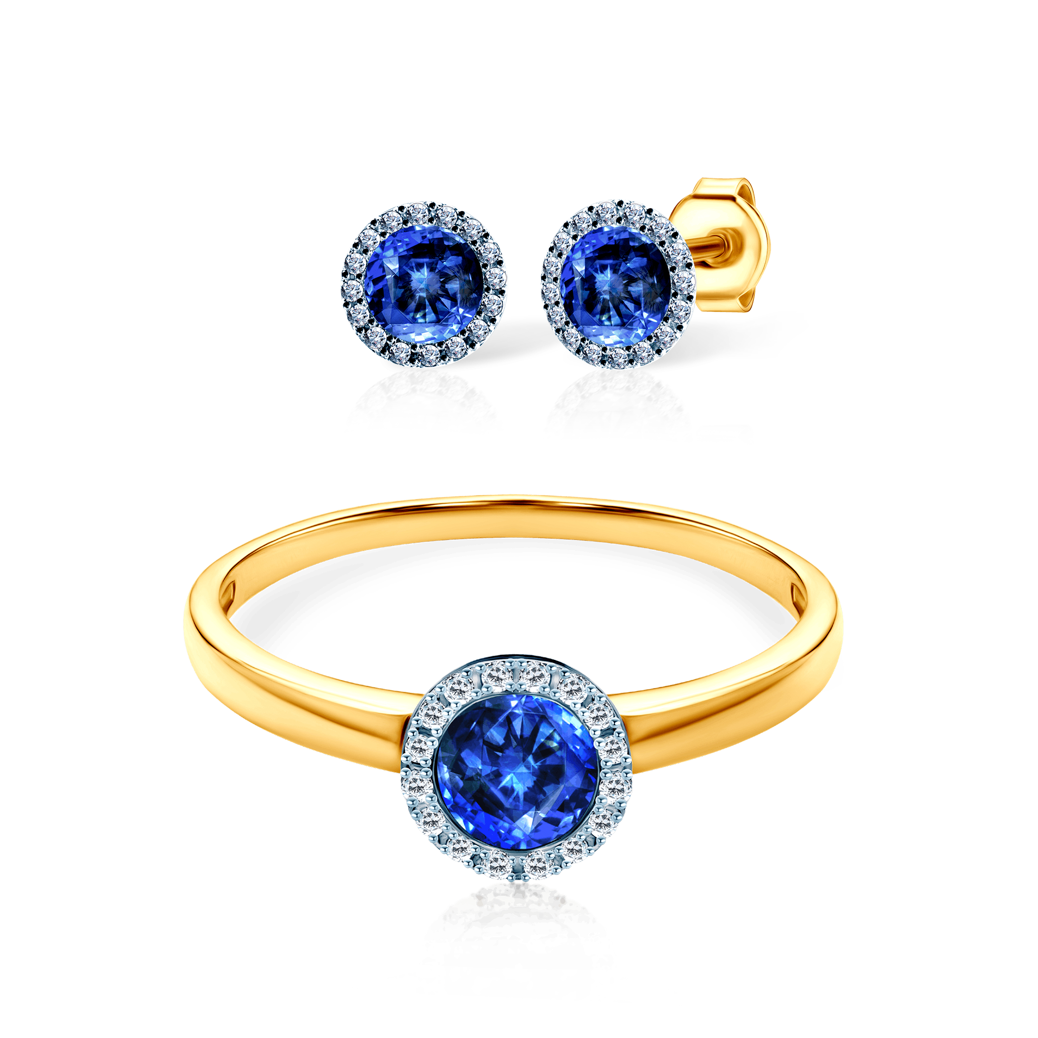 Sada šperků SAVICKI: dvoubarevné zlato, modré safíry, diamanty
