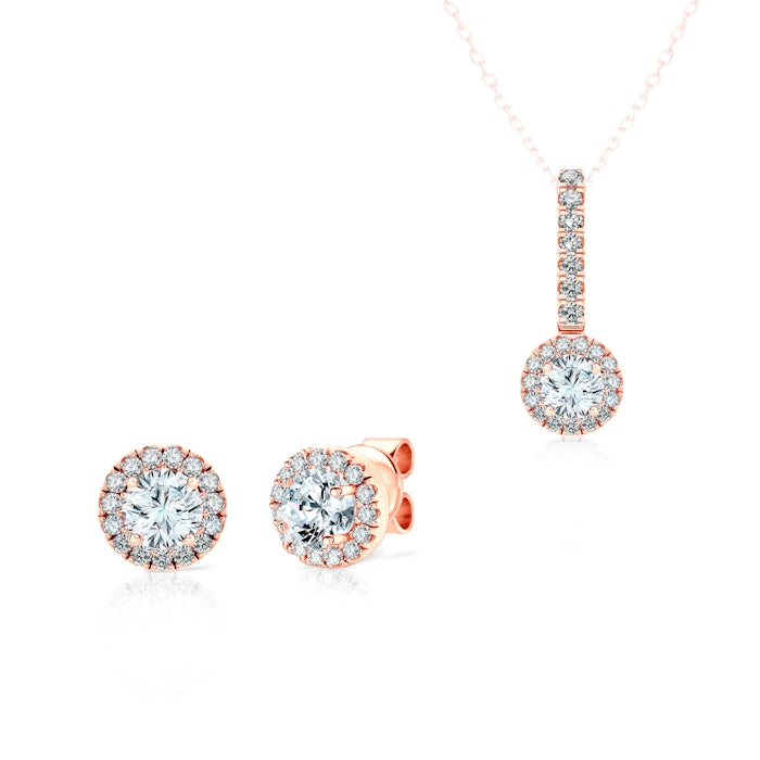 Jewellery Set The Journey: rose gold, white sapphires, diamonds