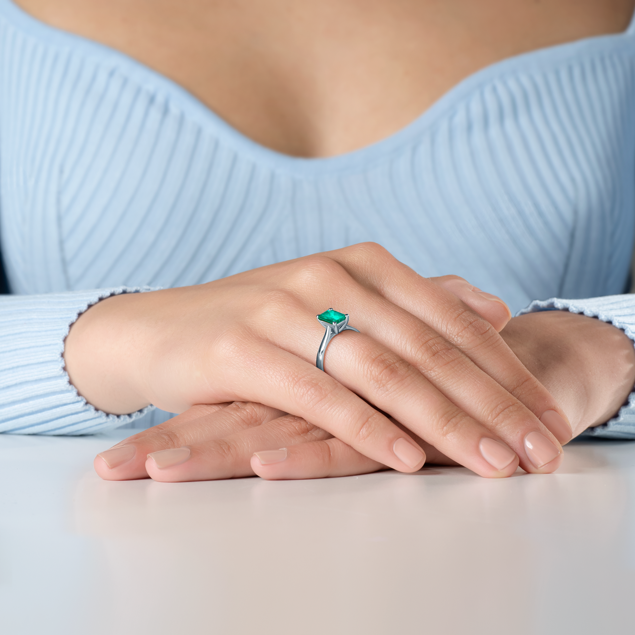 Verlobungsring SAVICKI: Weißgold, Smaragd