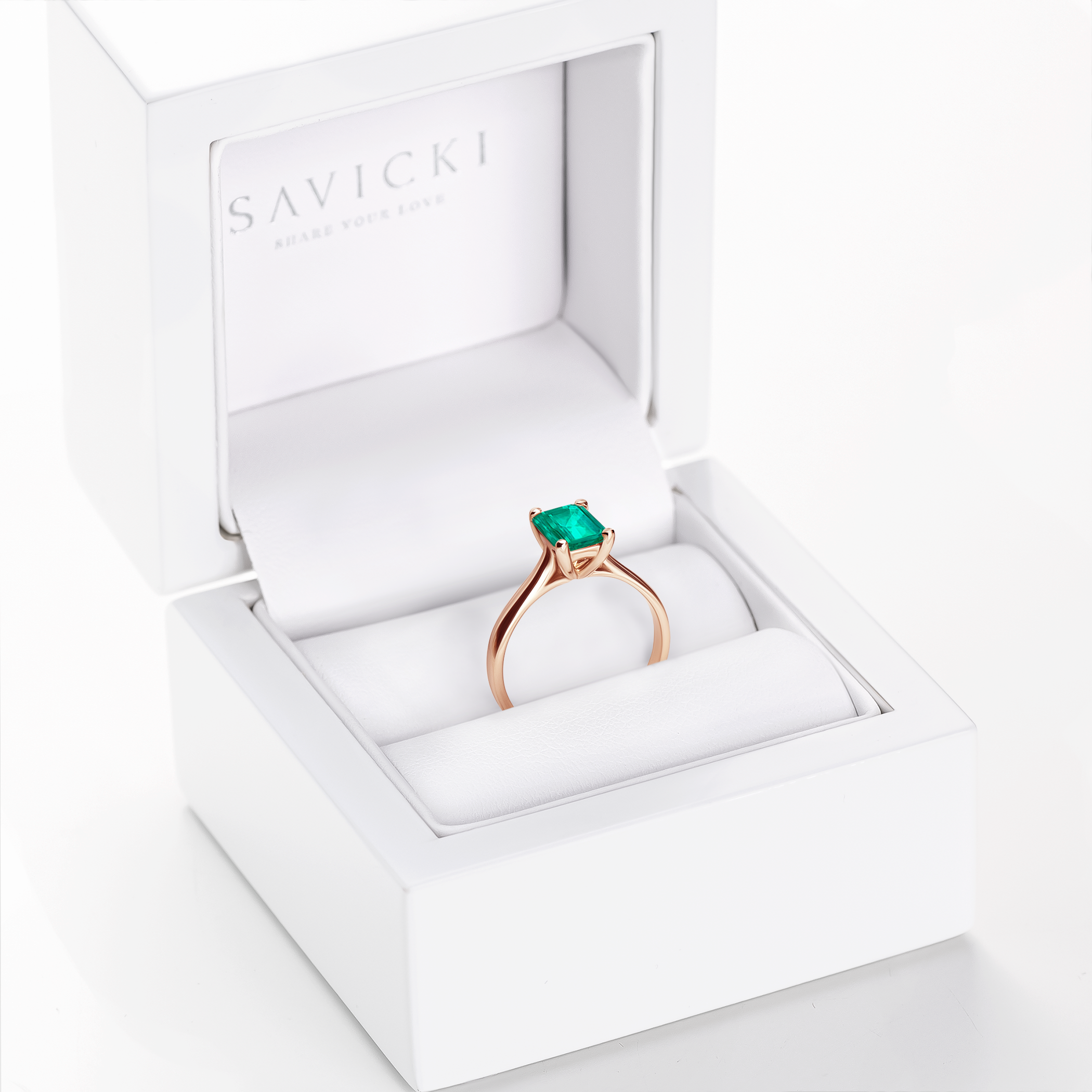 Verlobungsring SAVICKI: Roségold, Smaragd