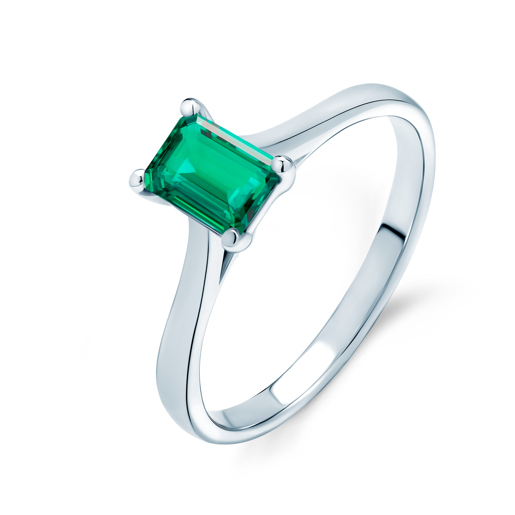 Pierścionek zaręczynowy SAVICKI: białe złoto, szmaragd
