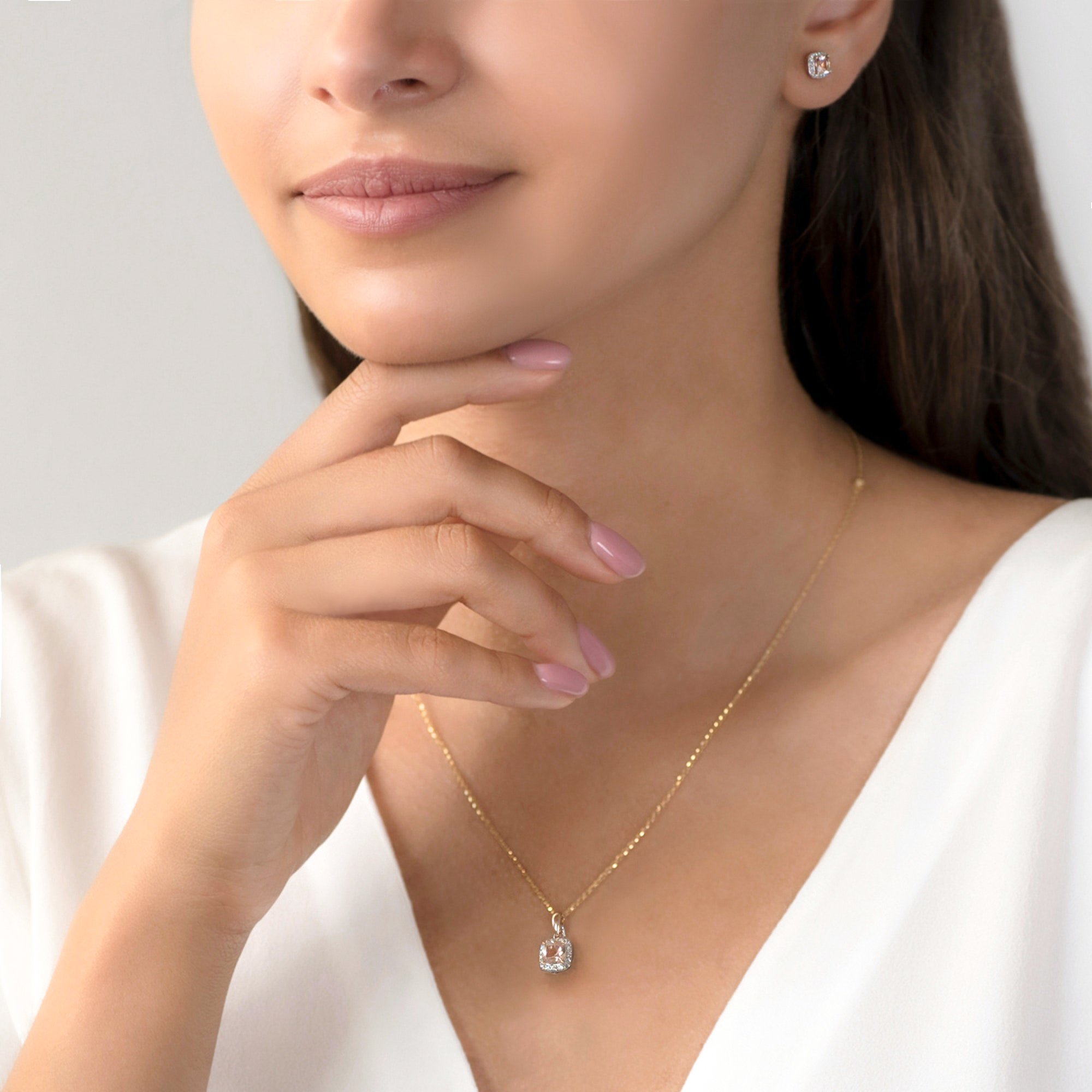 Schmuckset Savicki: Roségold, Morganite, Diamanten