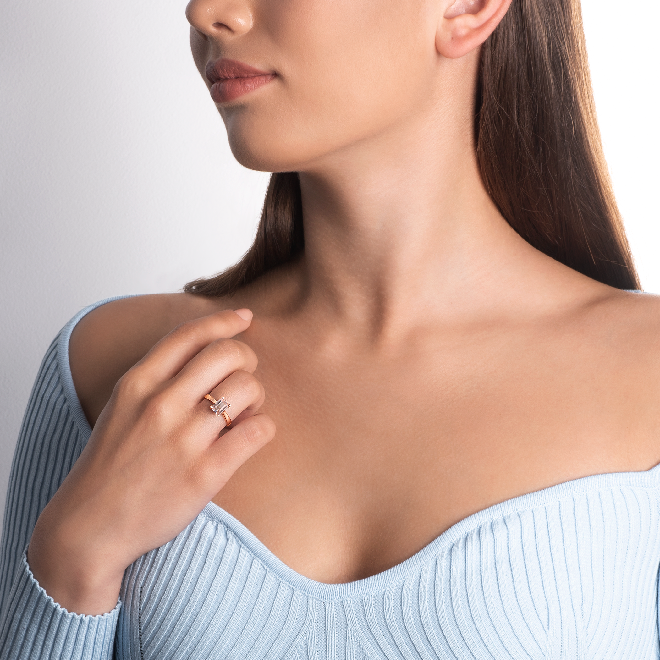 Pierścionek zaręczynowy SAVICKI: różowe złoto, morganit