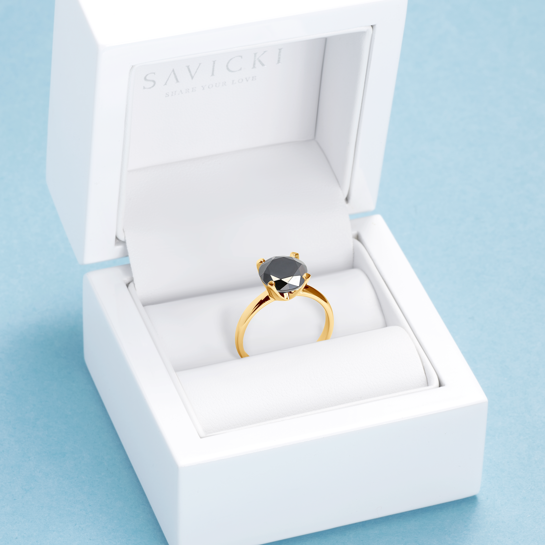 Pierścionek zaręczynowy SAVICKI: złoty, czarny diament - 7