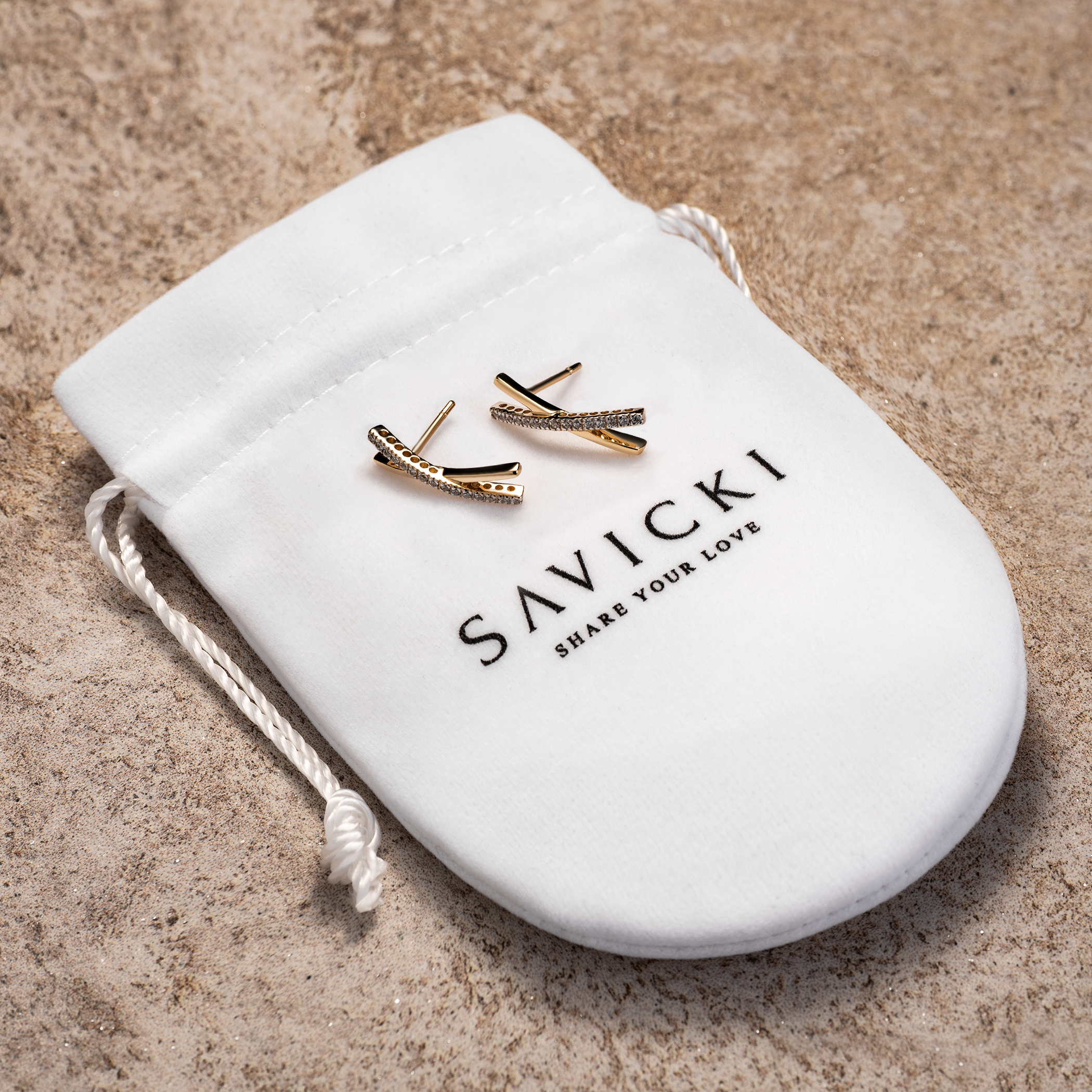 Kolczyki Savicki: złote, cyrkonie - 3