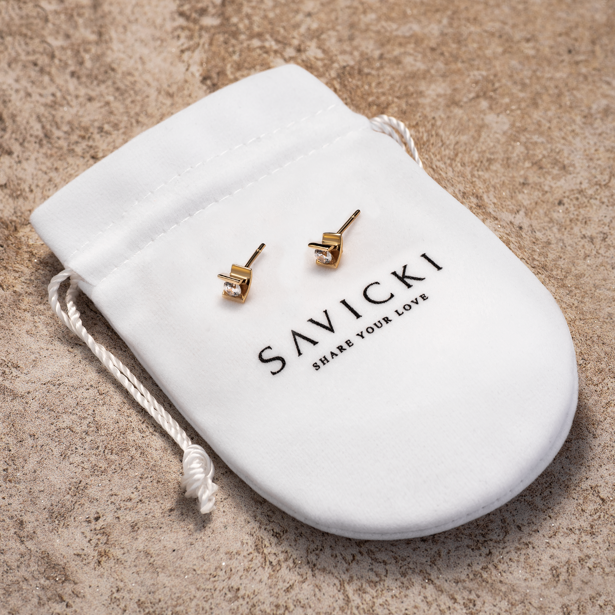 Kolczyki Savicki: złote, cyrkonie