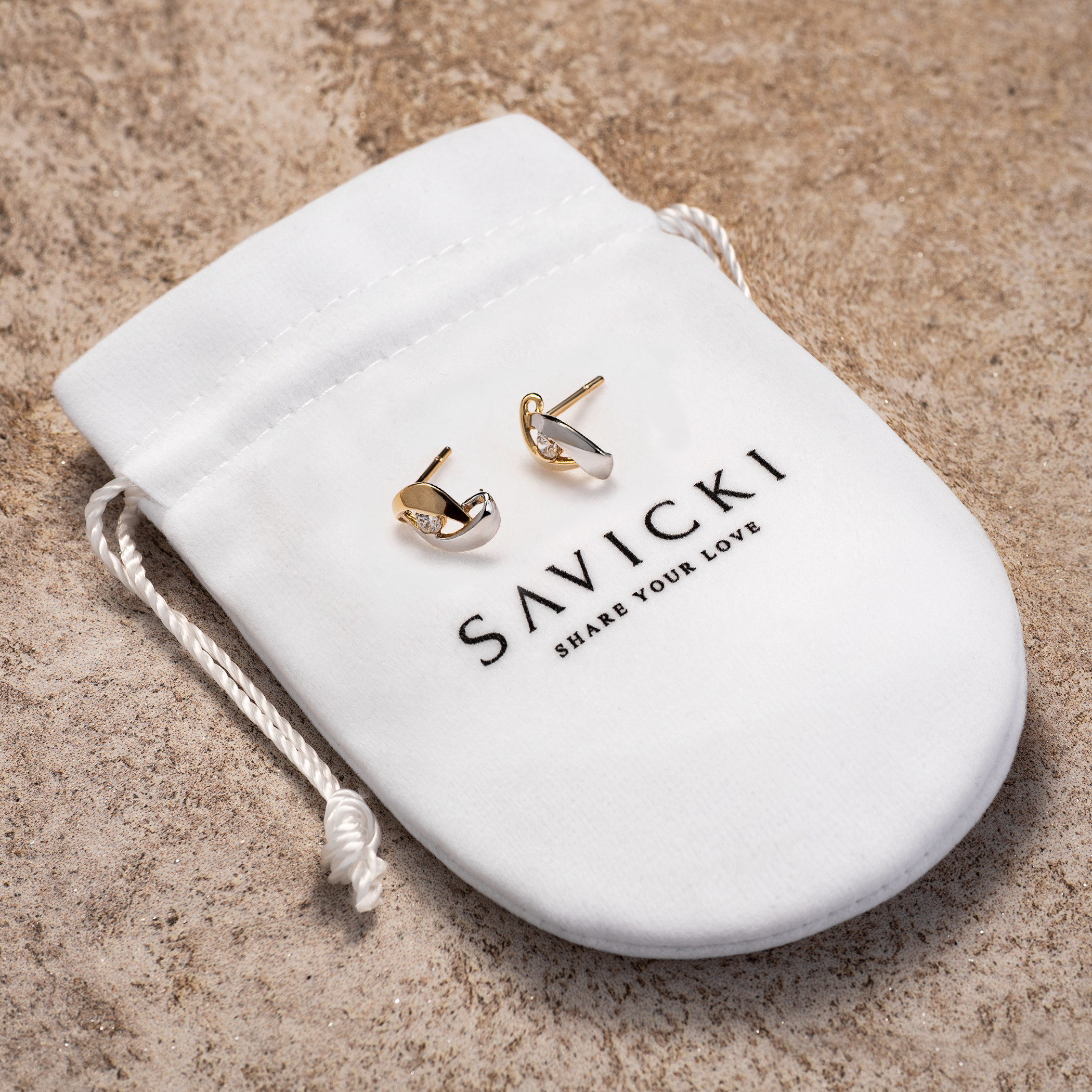 Kolczyki Savicki: złote, cyrkonie - 3