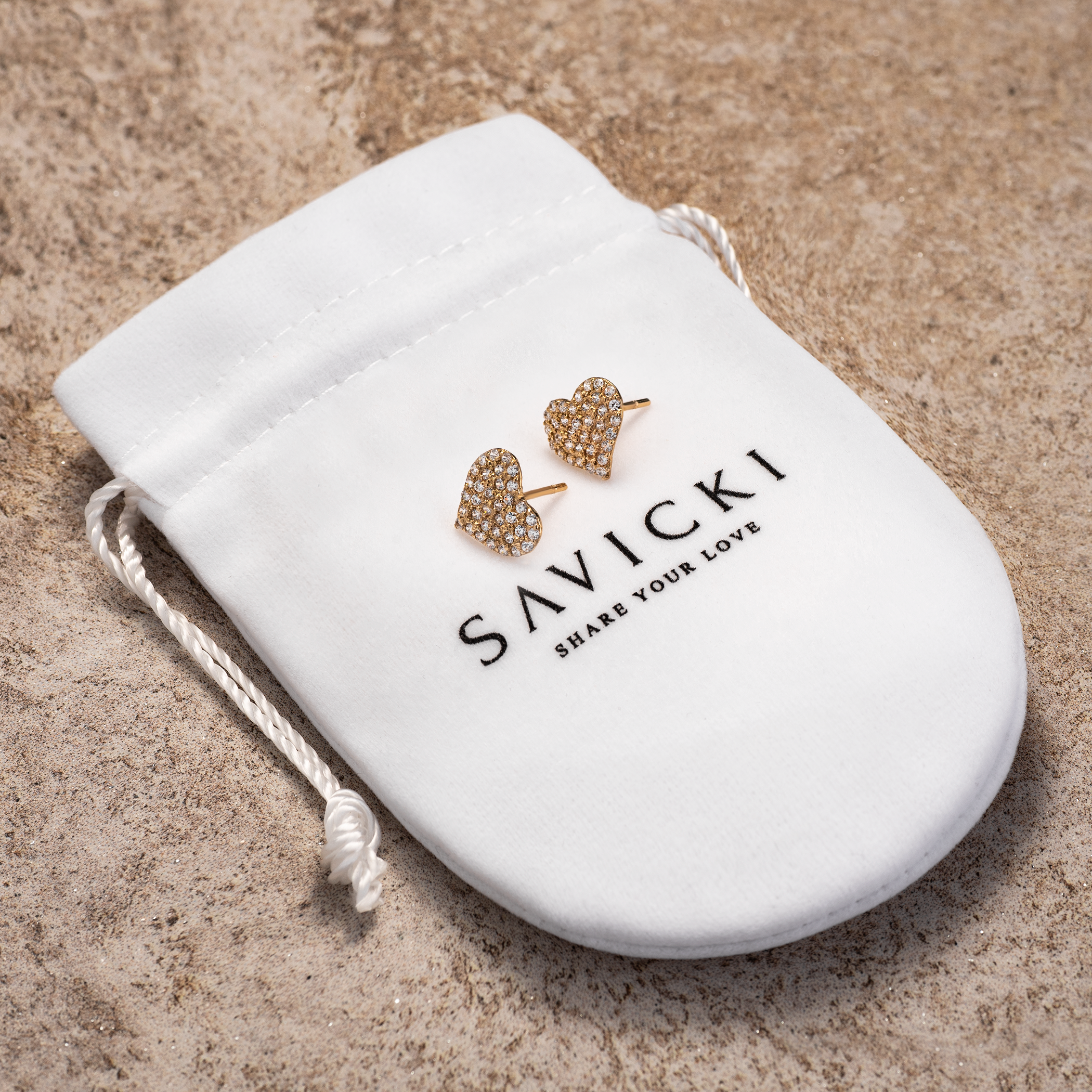 Ohrringe Herzchen Savicki: Gold, Zirkonia