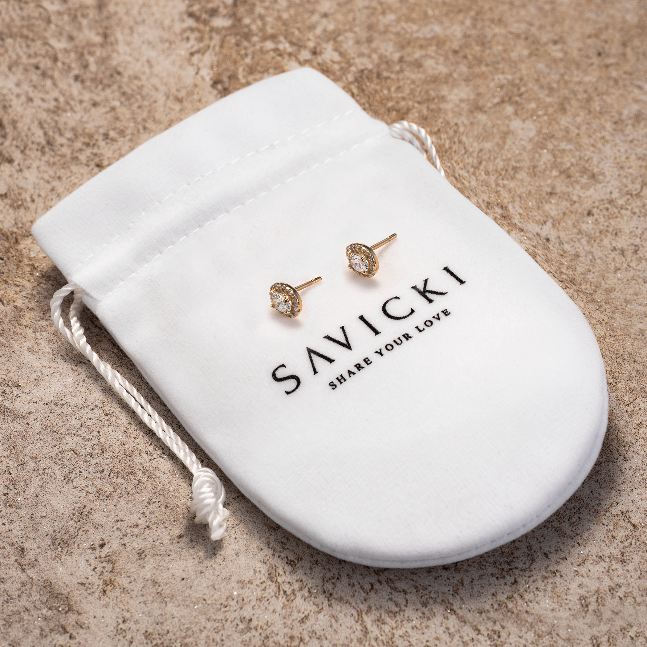 Kolczyki Savicki: złote, cyrkonie - 3