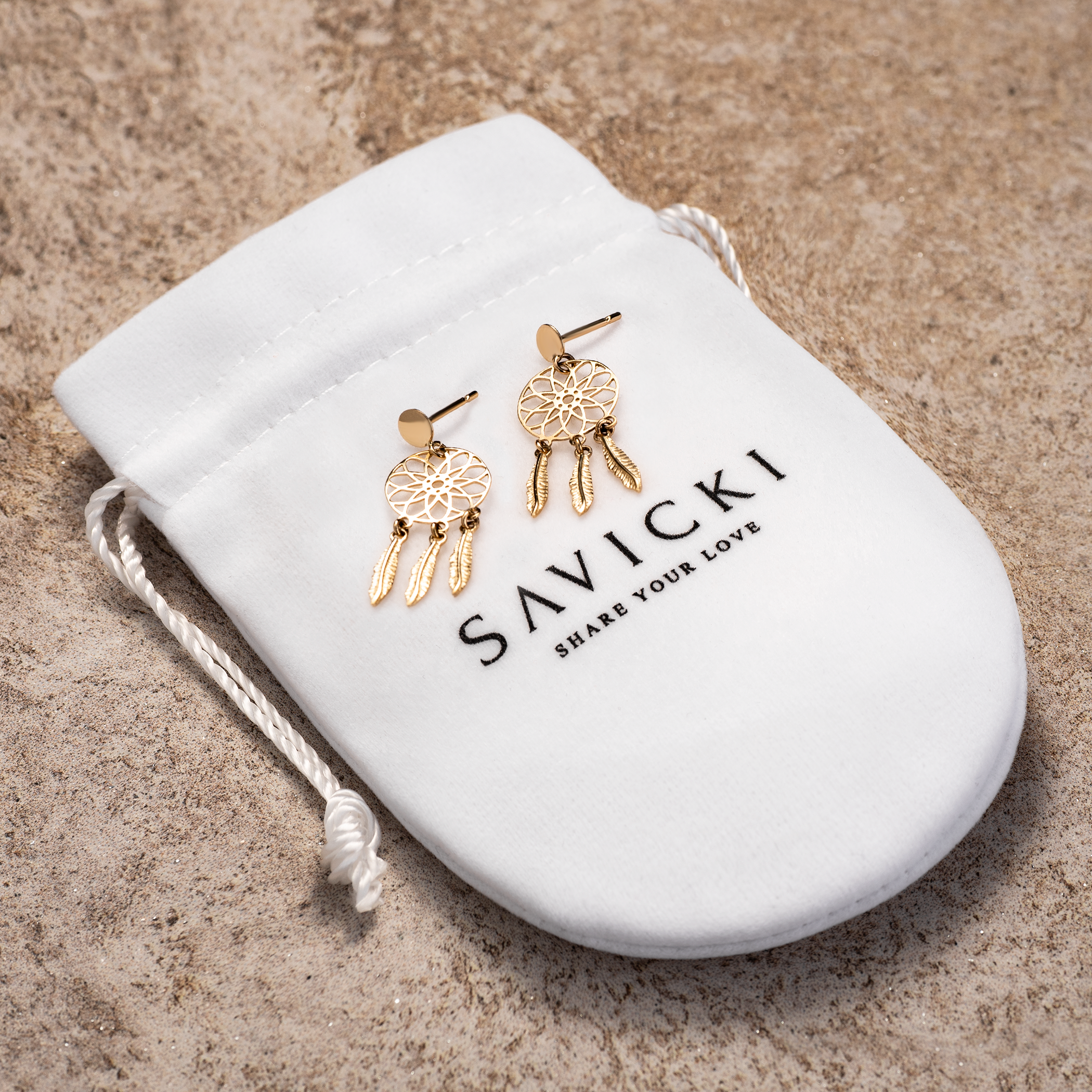 Kolczyki łapacz snów Savicki: złote