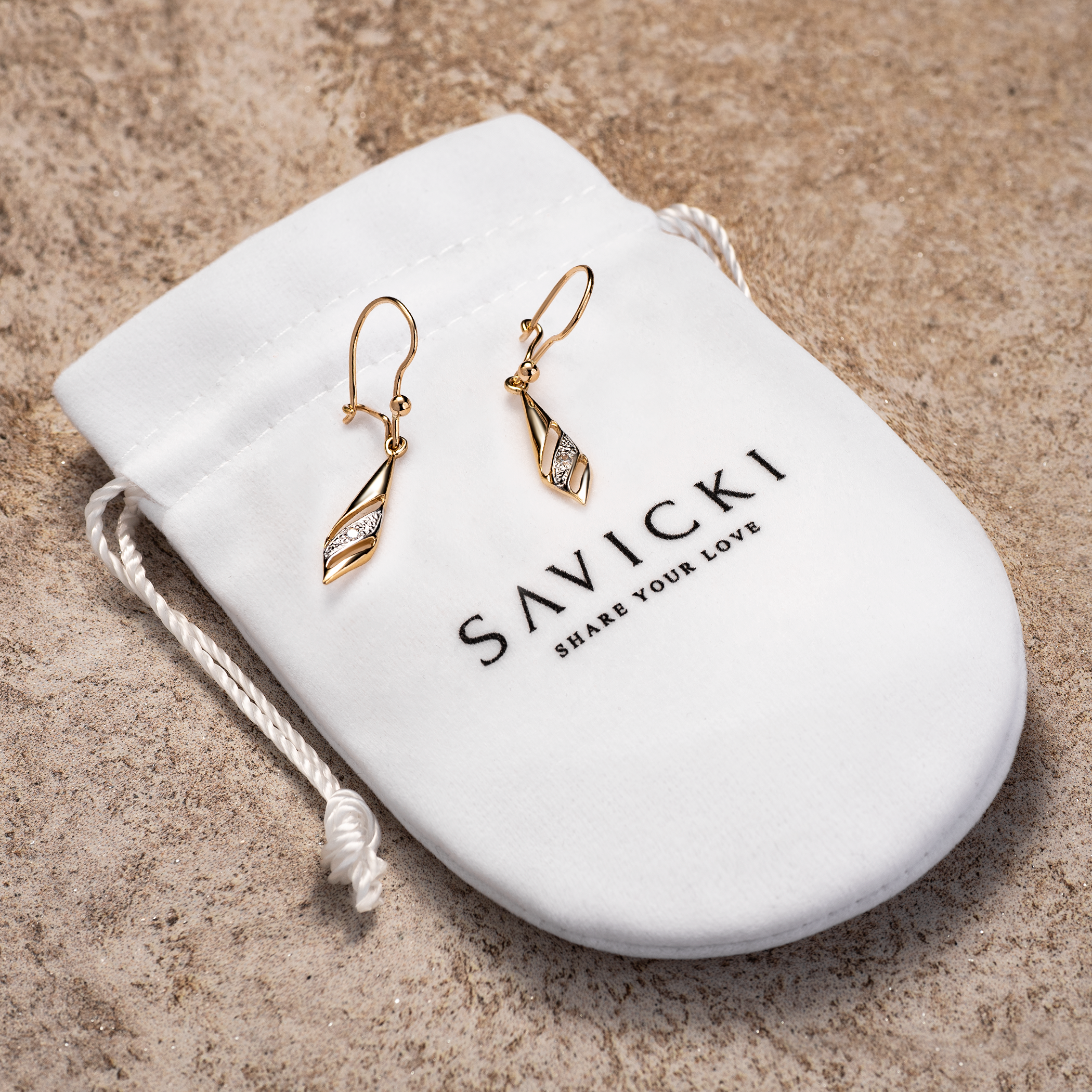 Kolczyki Savicki: złote, cyrkonie