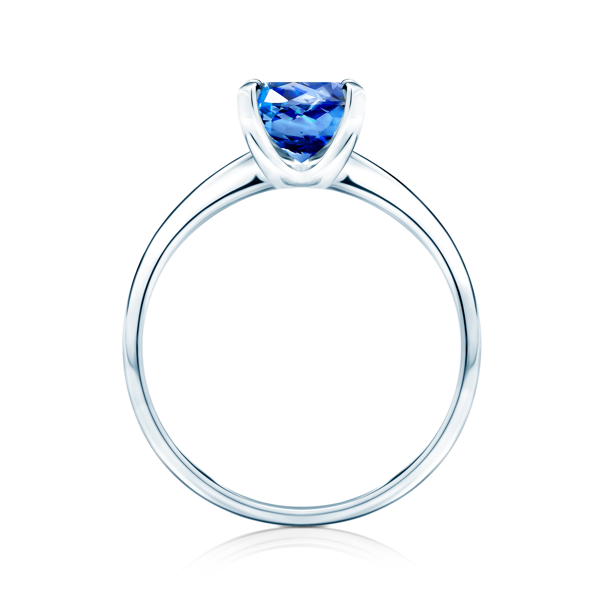 Pierścionek zaręczynowy SAVICKI: białe złoto, niebieski szafir