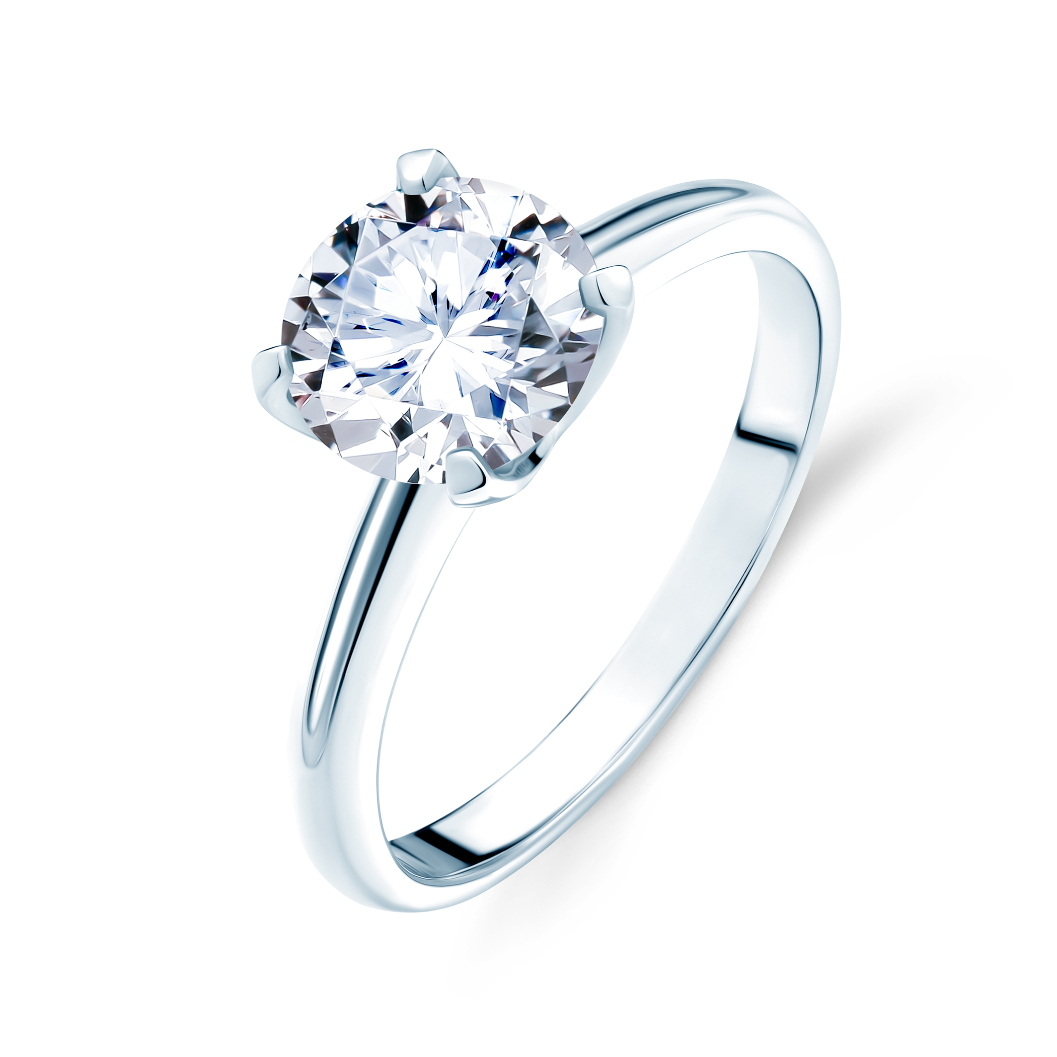 Verlobungsring Savicki: Weißgold, Weißer Saphir